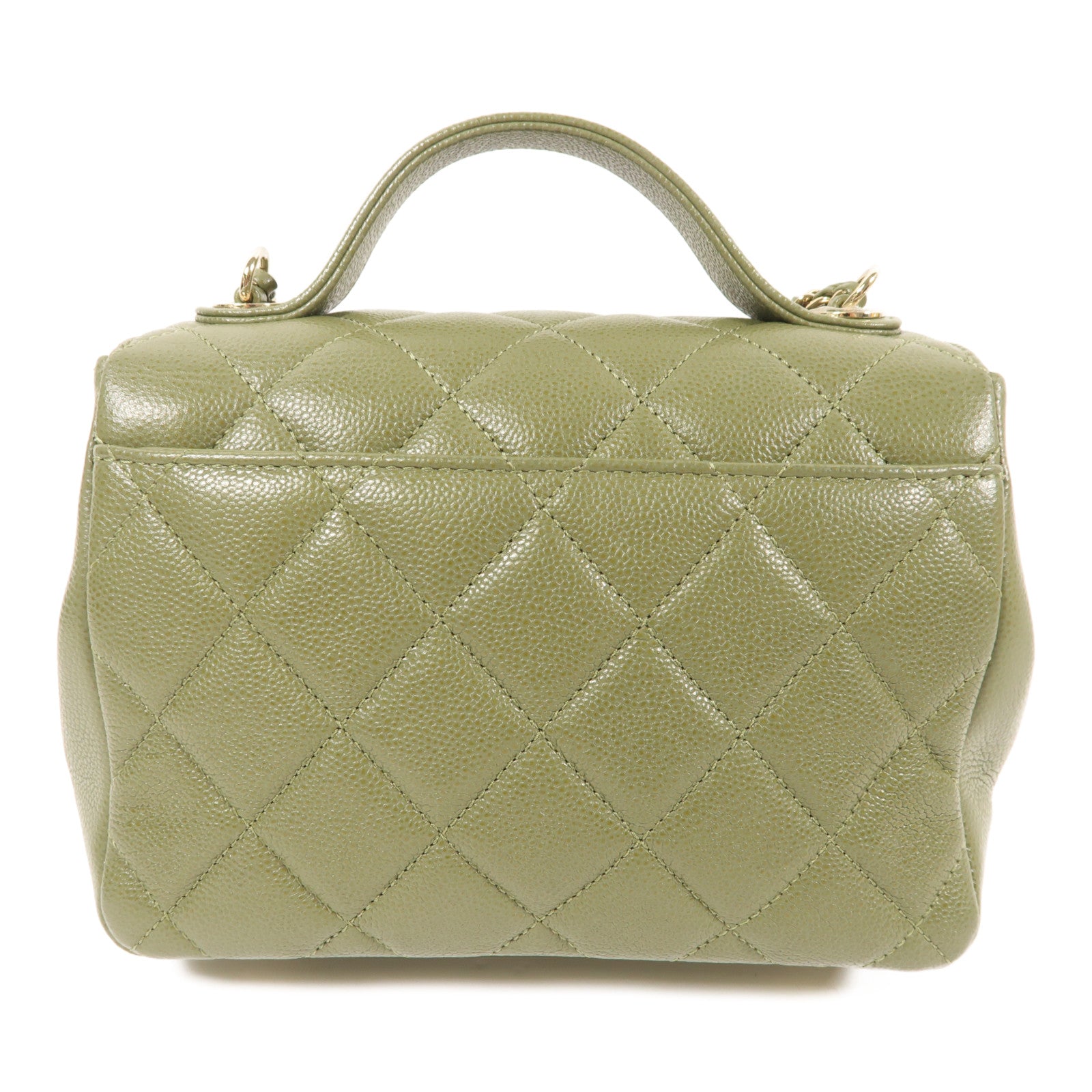 CHANEL CC GHW Business Affinity Bag 2 Way Bag Calfskin Leather Khaki