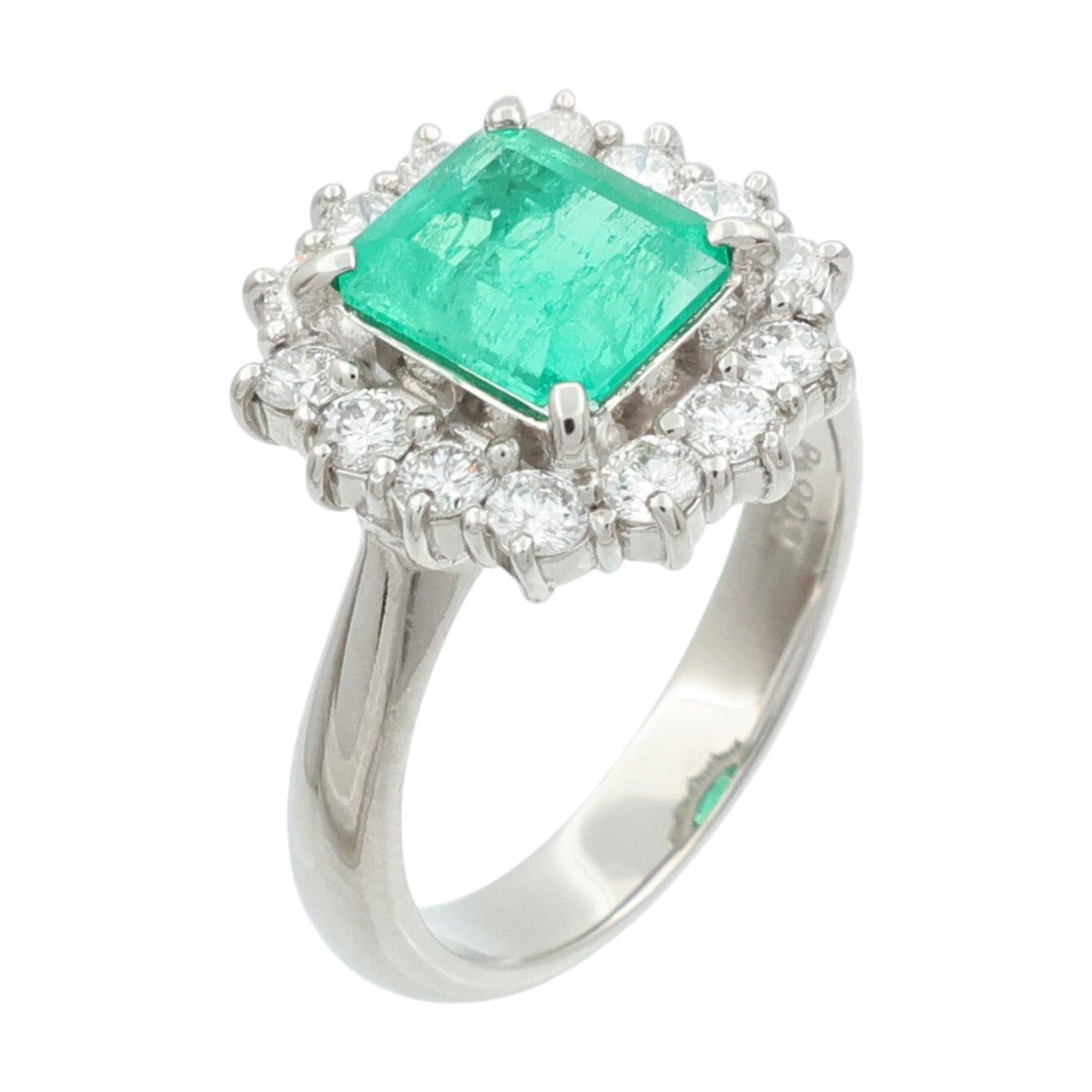 JEWELRY PT900鉑金/綠寶石Emerald鑽石戒指