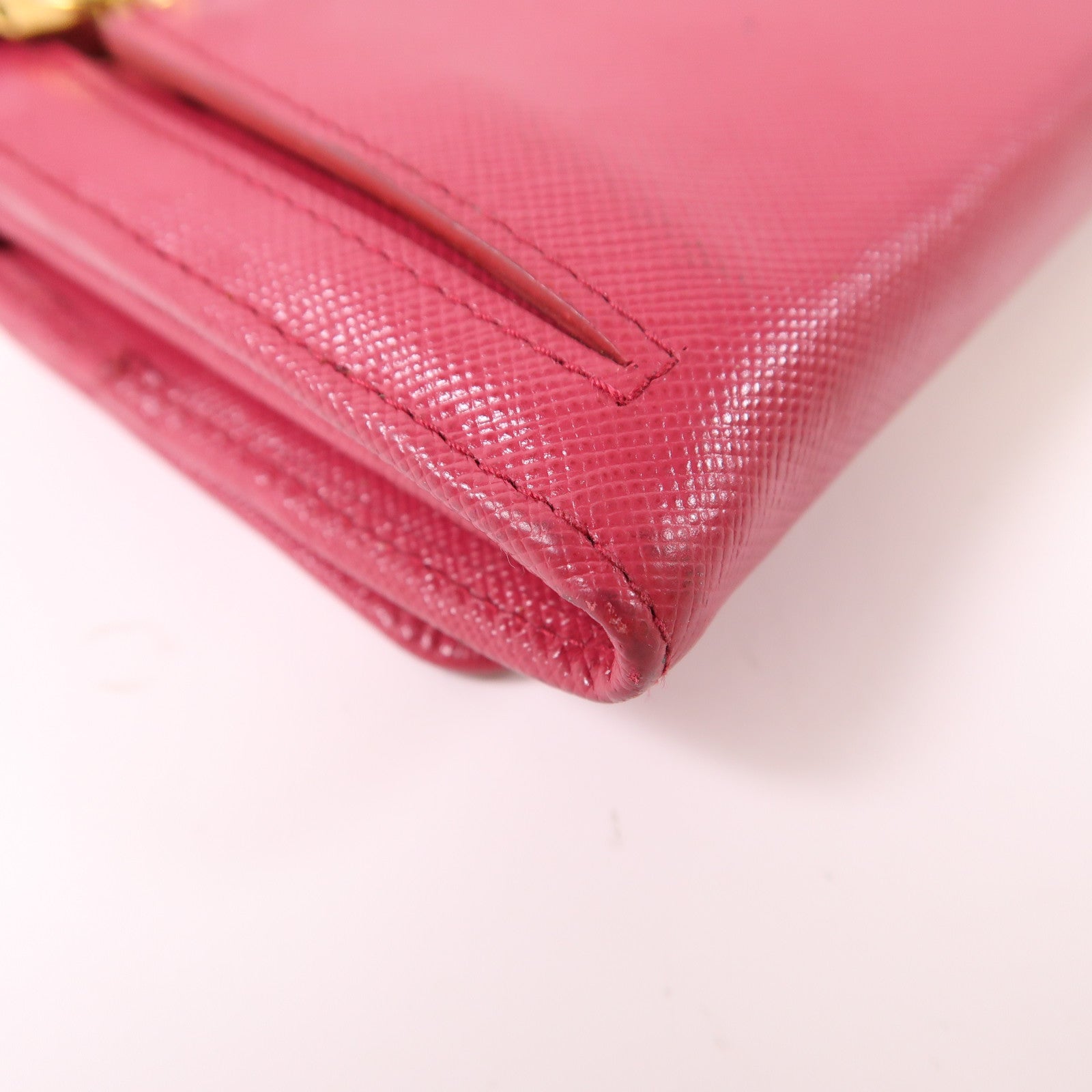 PRADA GHW Long Wallet Calfskin Leather Red