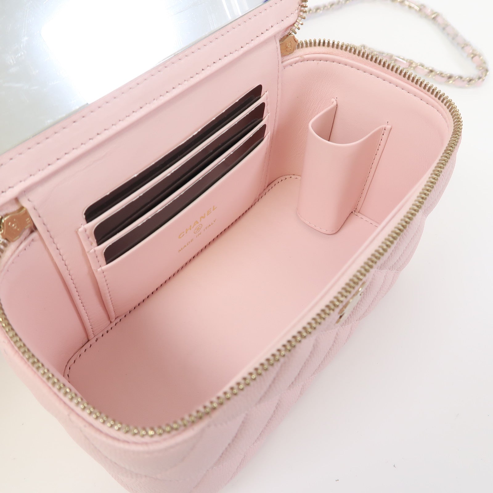 CHANEL 【激減優惠】菱格牛皮皮革Chain Shoulder金扣鏈帶肩背袋粉紅色