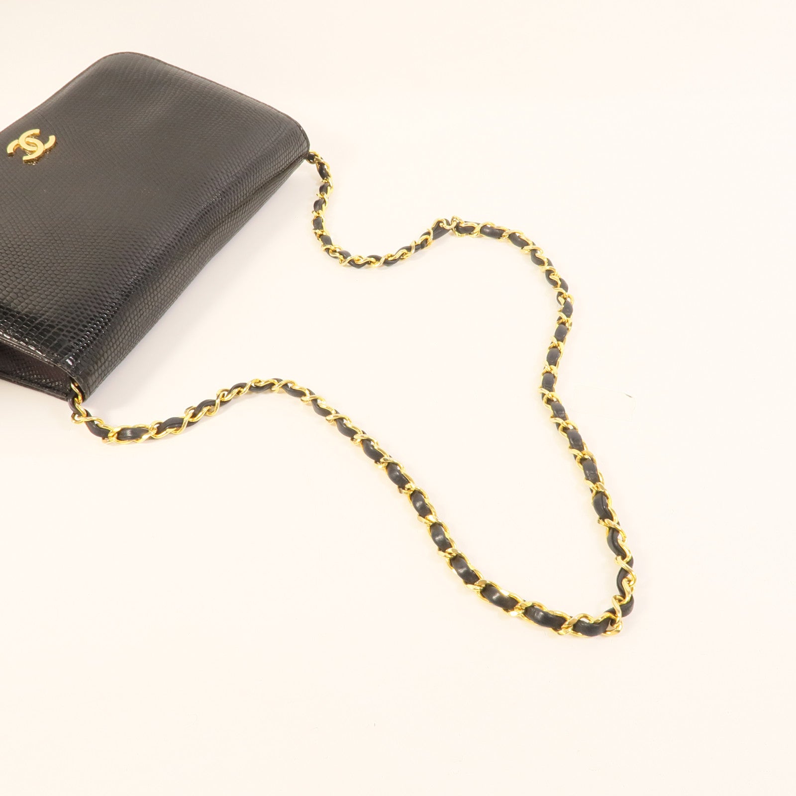 CHANEL 蜥蜴皮革Vintage Chain Shoulder肩背袋