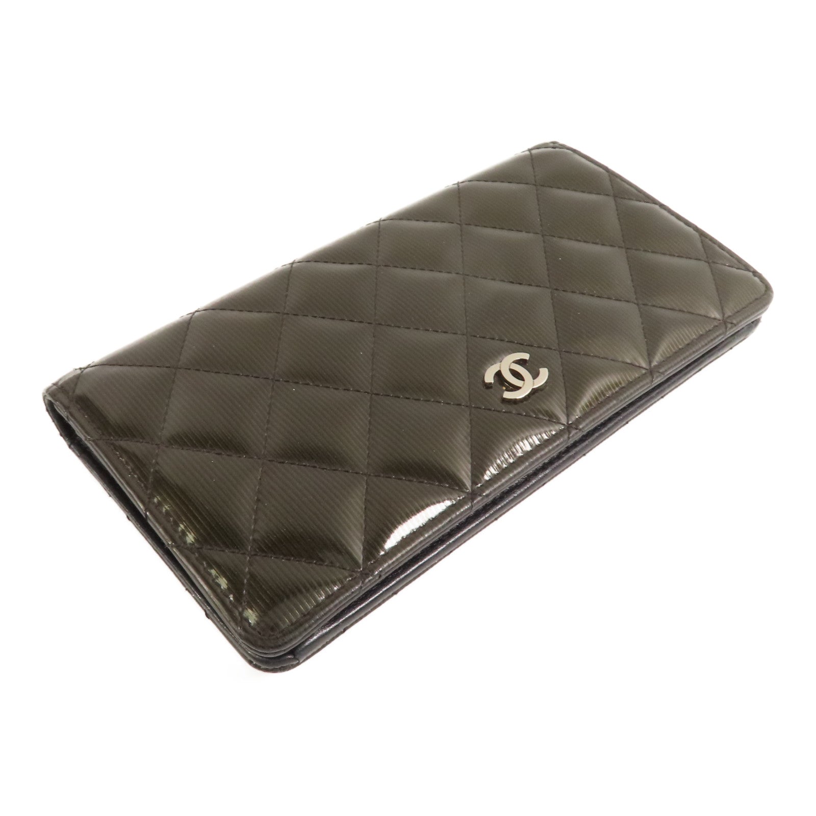 CHANEL 漆皮皮革Long Wallet銀扣長錢包