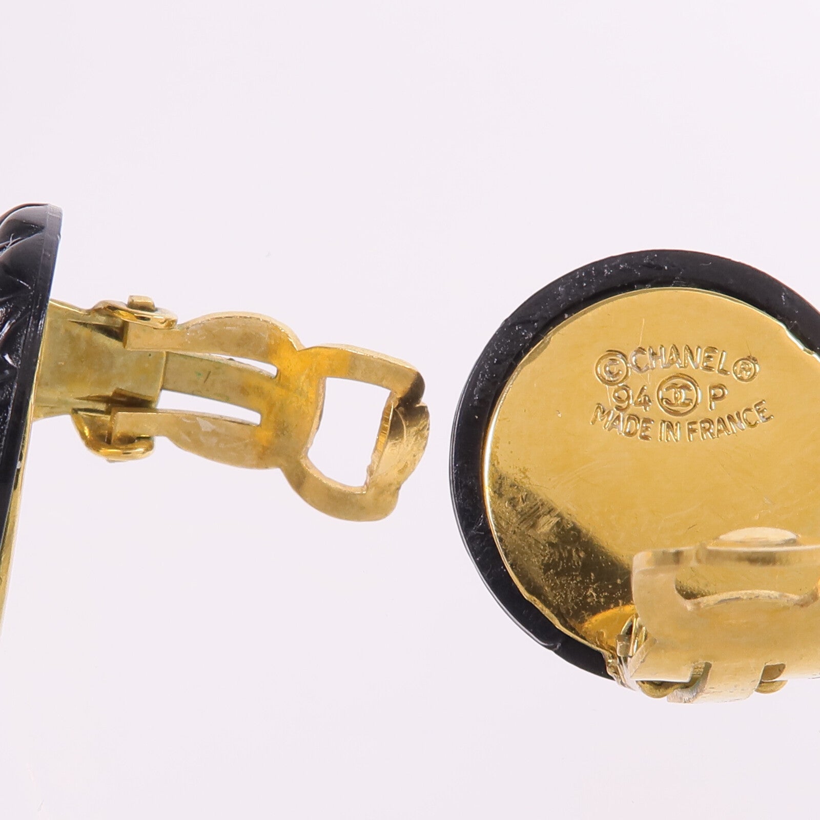CHANEL 金屬/PVC Earrings金扣耳環