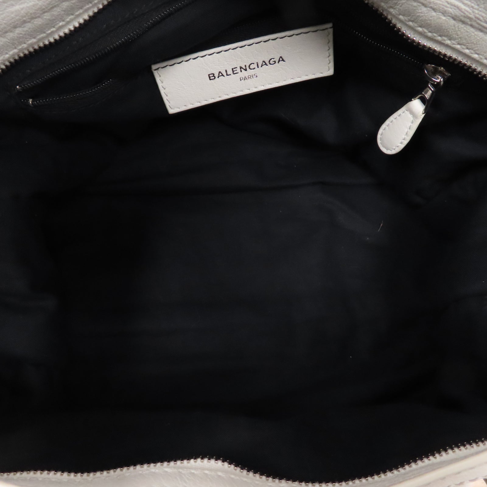 BALENCIAGA 羊皮皮革City銀扣手挽肩背兩用袋白色