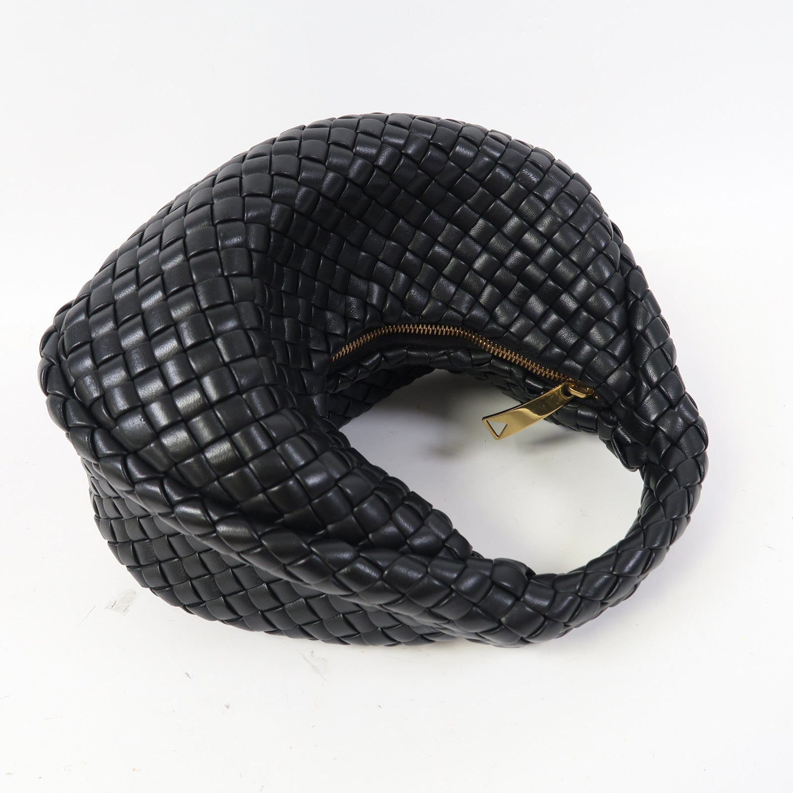 BOTTEGA VENETA 織紋牛皮皮革Hand Bag金扣手挽袋黑色