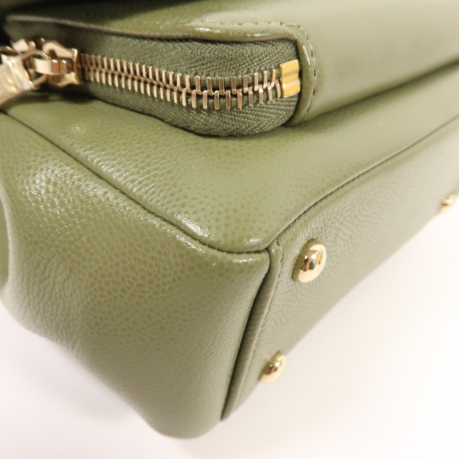 CHANEL CC GHW Business Affinity Bag 2 Way Bag Calfskin Leather Khaki