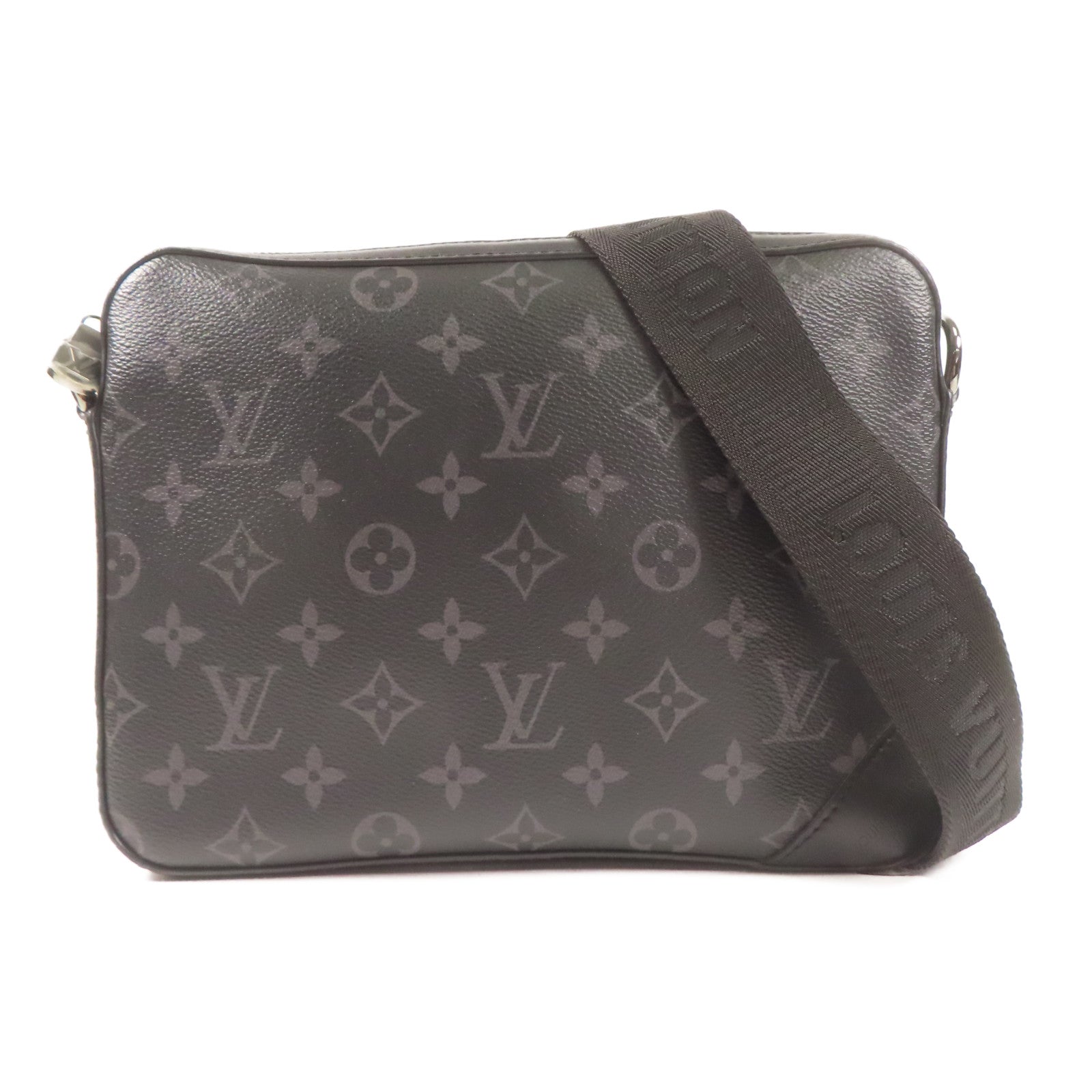 LOUIS VUITTON Monogram Eclipse Reverse Trio Messenger銀扣肩背袋