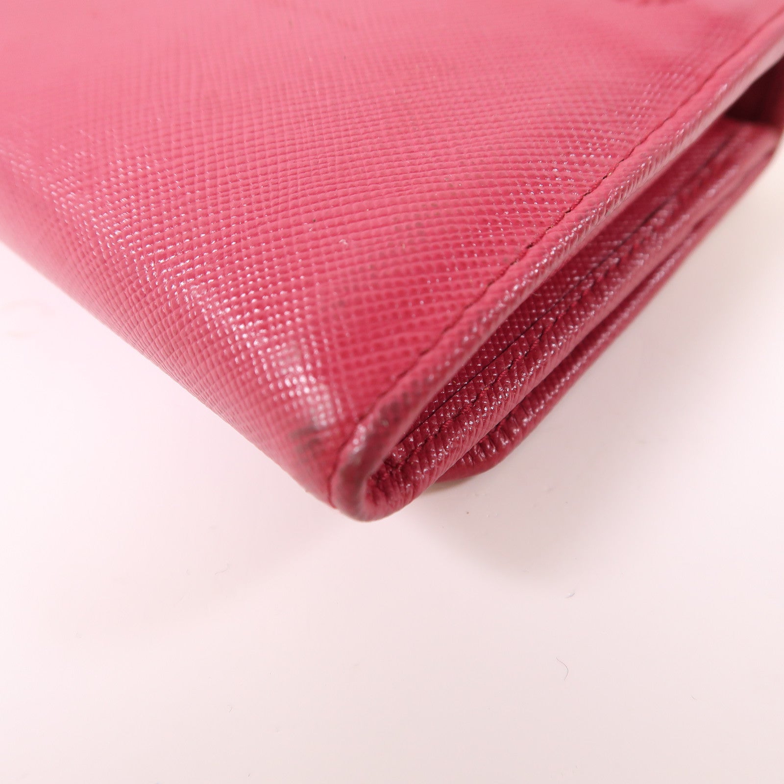 PRADA GHW Long Wallet Calfskin Leather Red