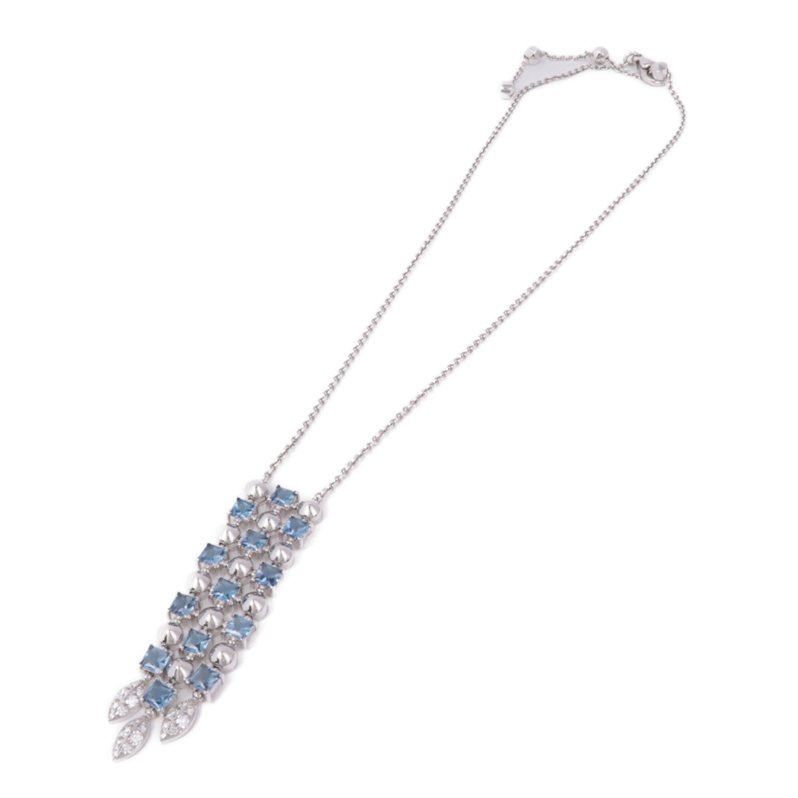 BVLGARI 18K白金Lucia Topaz Diamond Necklace藍色托帕石/鑽石項鍊