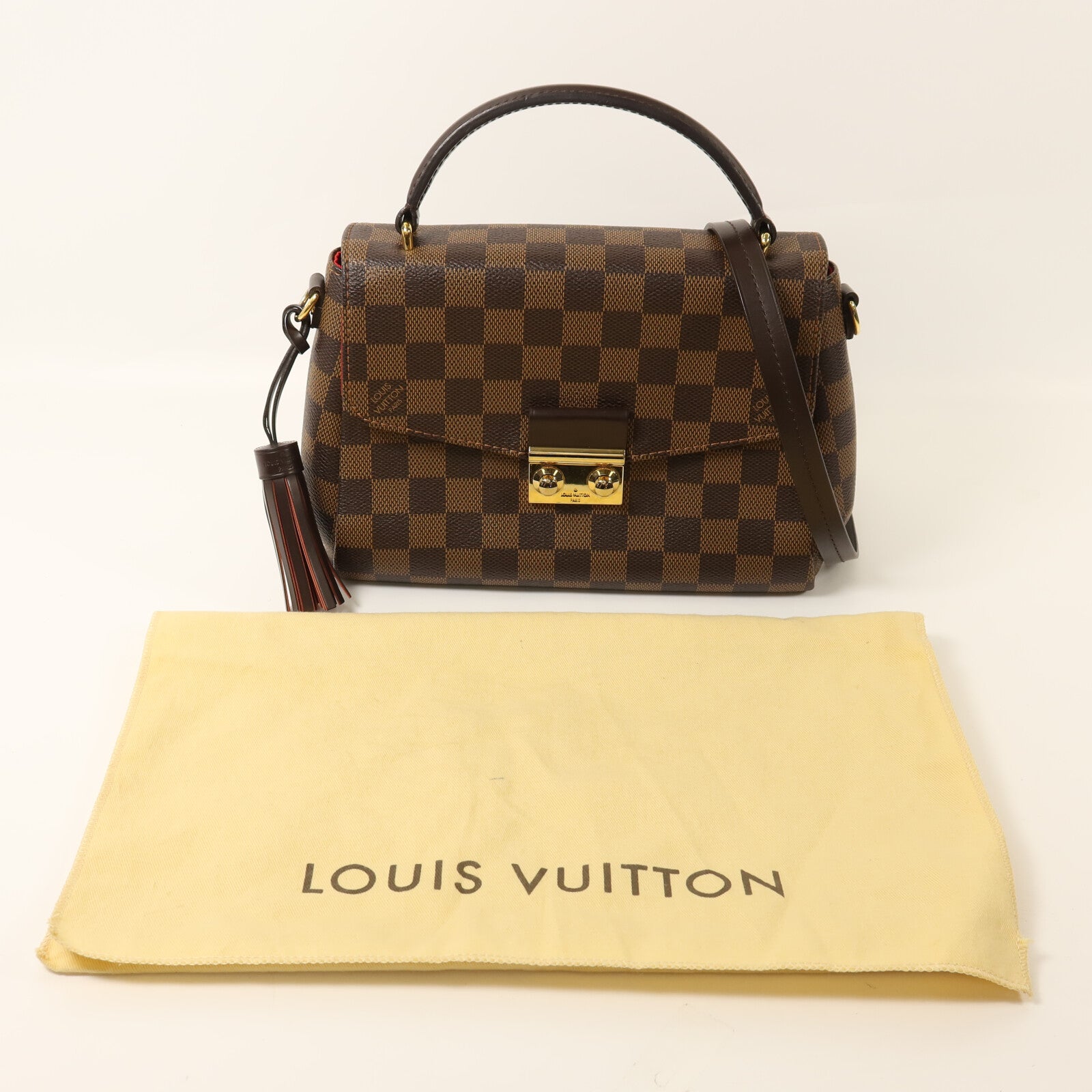 LOUIS VUITTON Damier Croisette金扣手挽肩背兩用袋