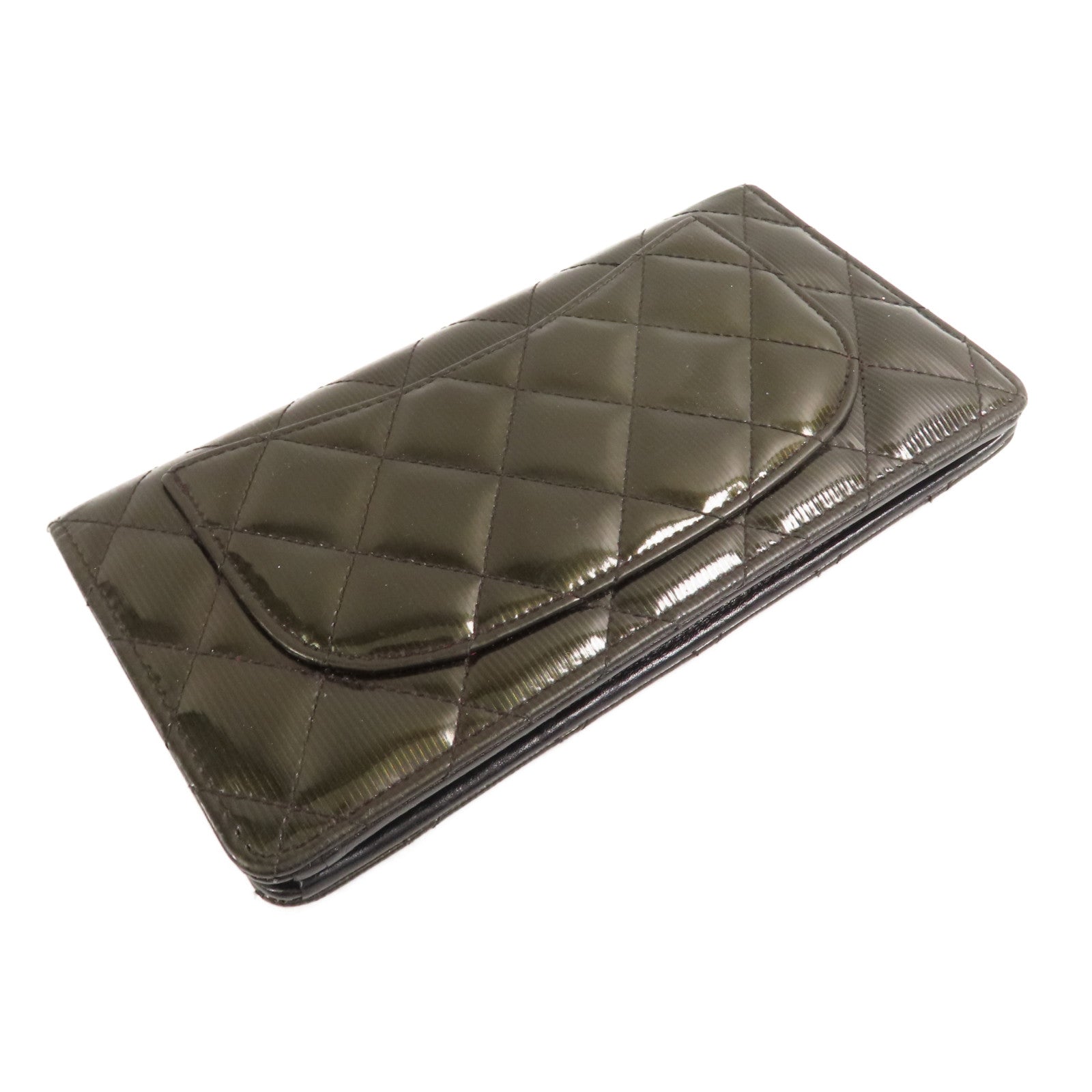 CHANEL 漆皮皮革Long Wallet銀扣長錢包