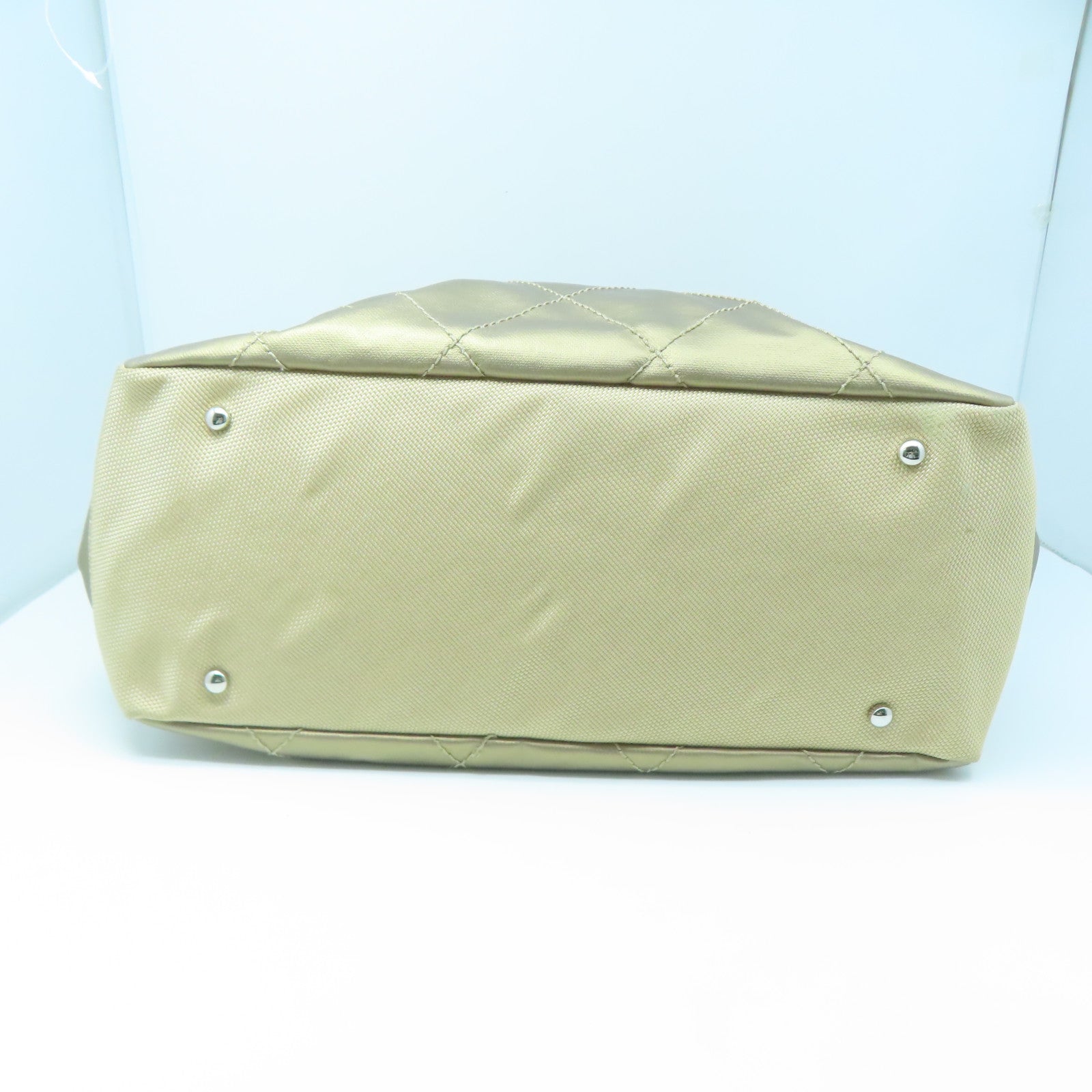 CHANEL Rhombus Canvas Handbag Silver Buckle Hand Bag Brown