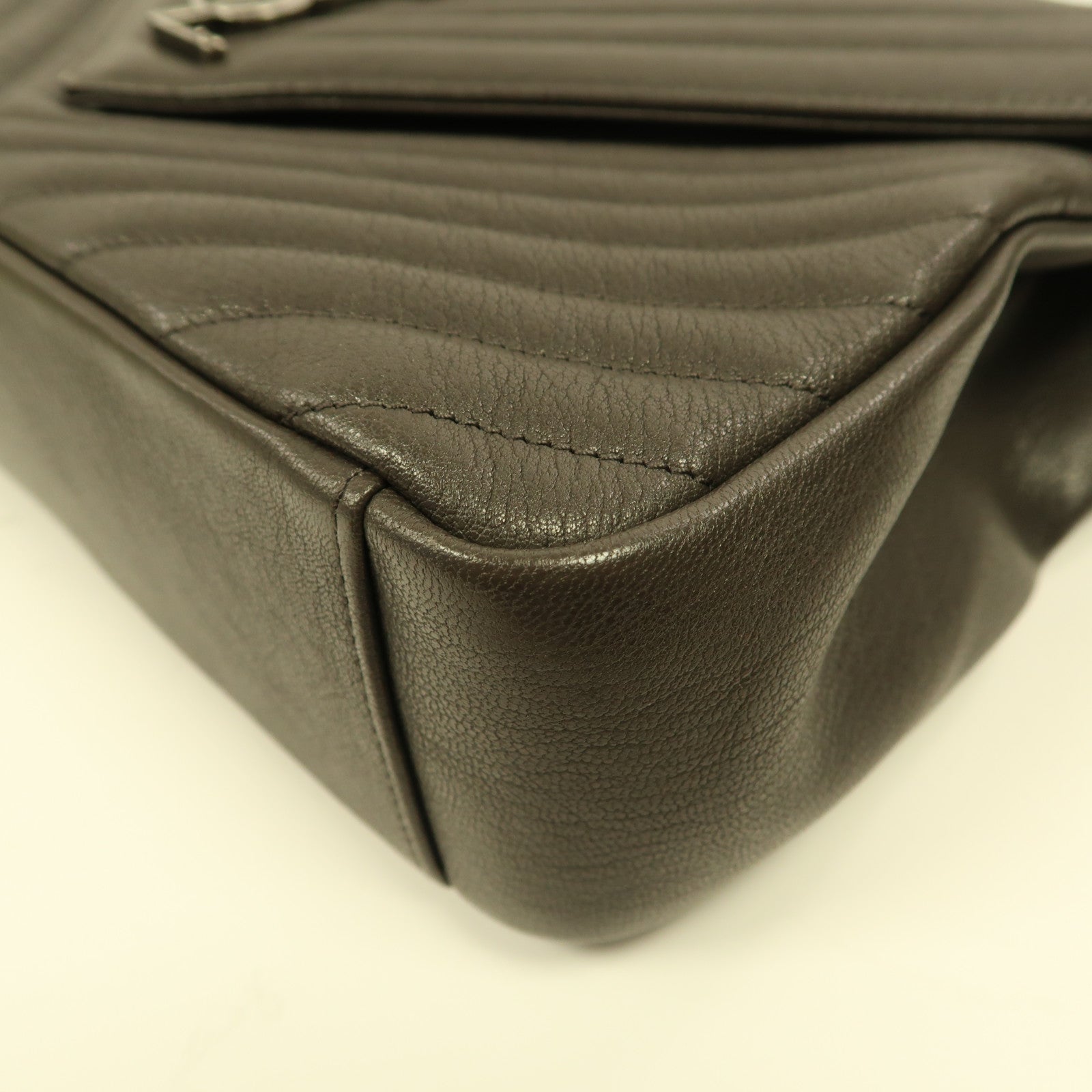 SAINT LAURENT 牛皮皮革Chain Shoulder銀扣手挽肩背兩用袋灰色