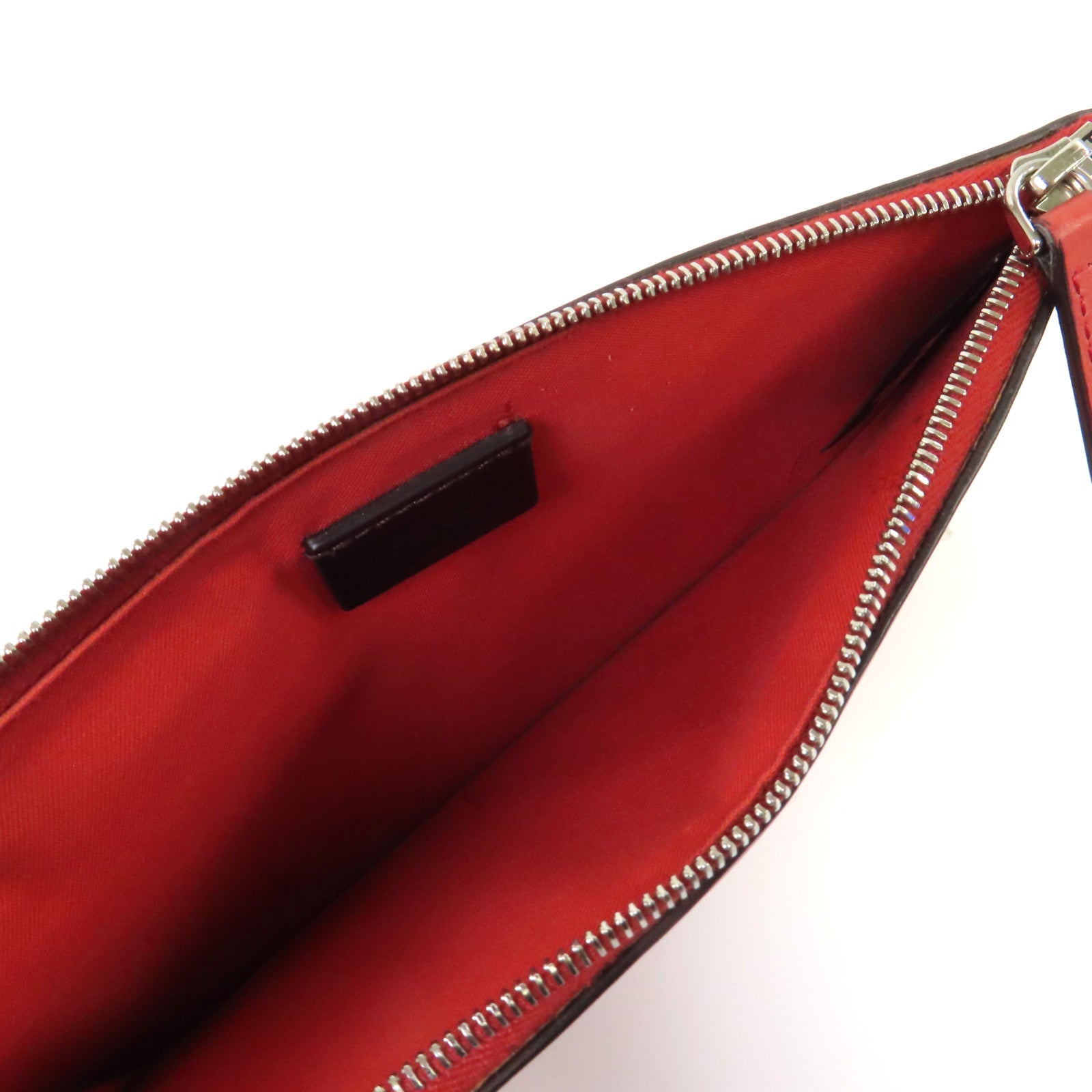 FENDI 【激減優惠】皮革Pouch銀扣手拿包紅色