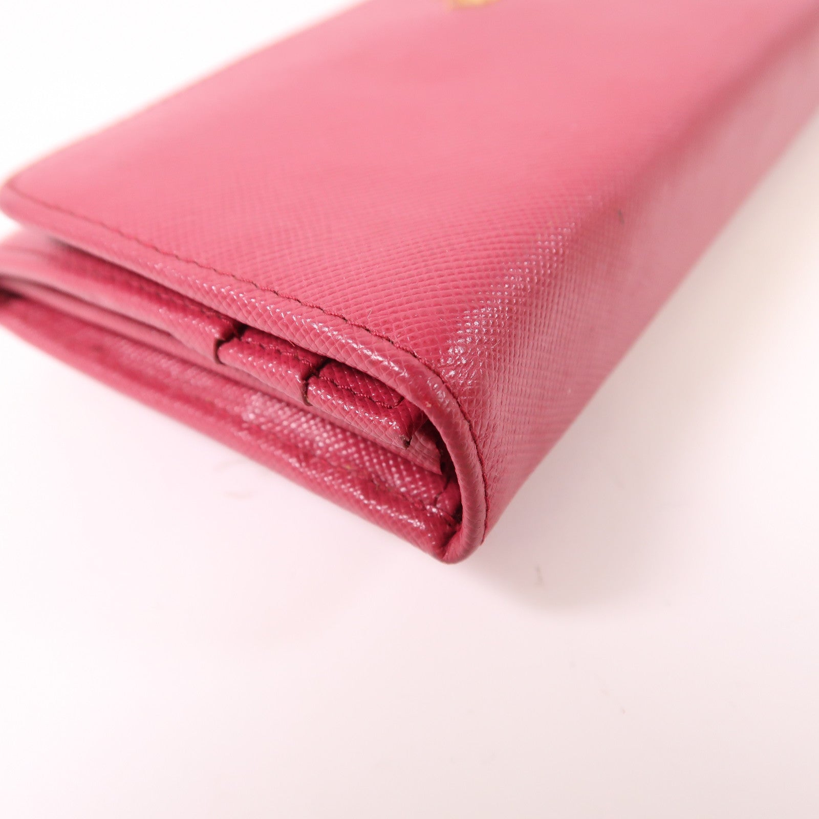 PRADA GHW Long Wallet Calfskin Leather Red