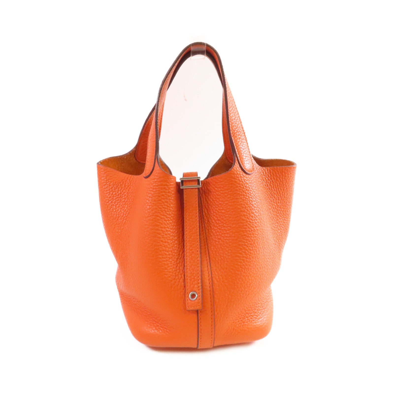 HERMES 【清倉大減價】Clemence皮革Picotin PM Tote Bag銀扣手挽袋橙色
