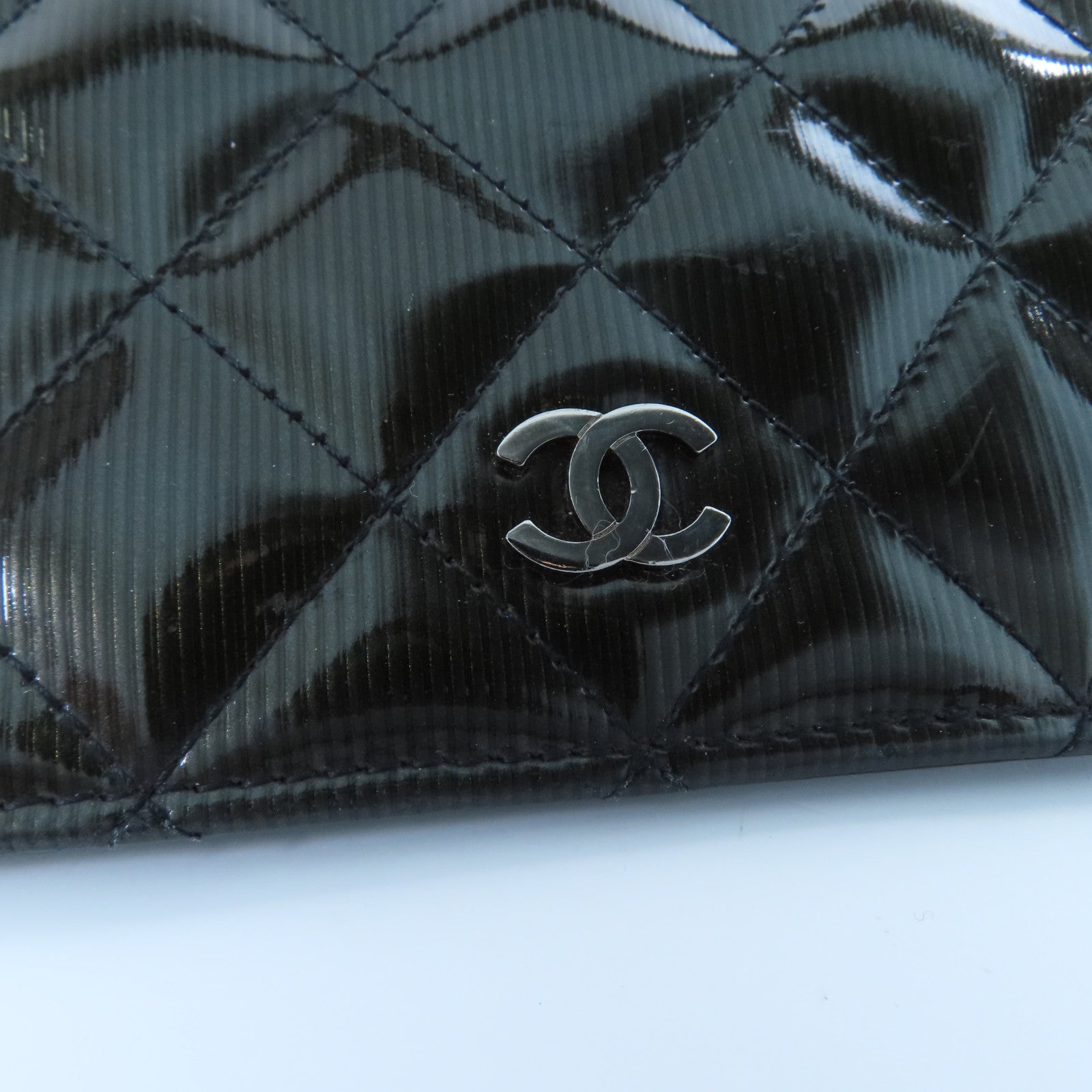 CHANEL 漆皮皮革Long Wallet銀扣長錢包