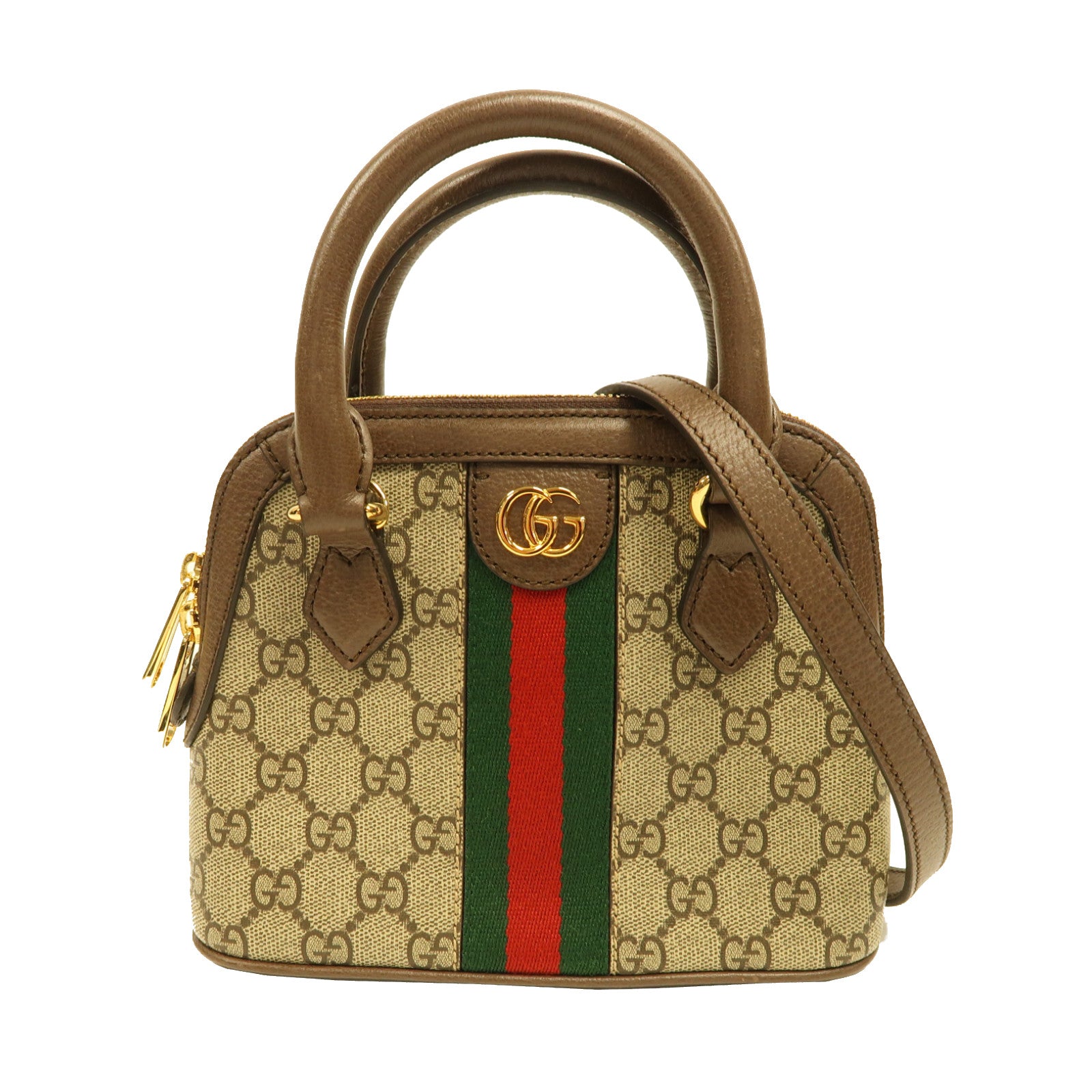 GUCCI 【激減優惠】塗層帆布Ophidia GG金扣手挽肩背兩用袋啡色