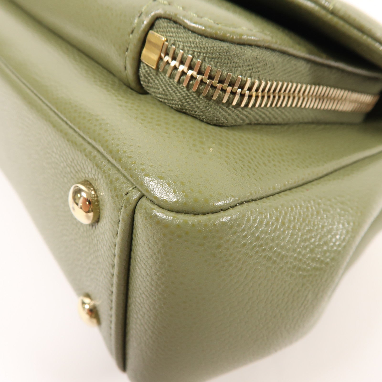 CHANEL CC GHW Business Affinity Bag 2 Way Bag Calfskin Leather Khaki