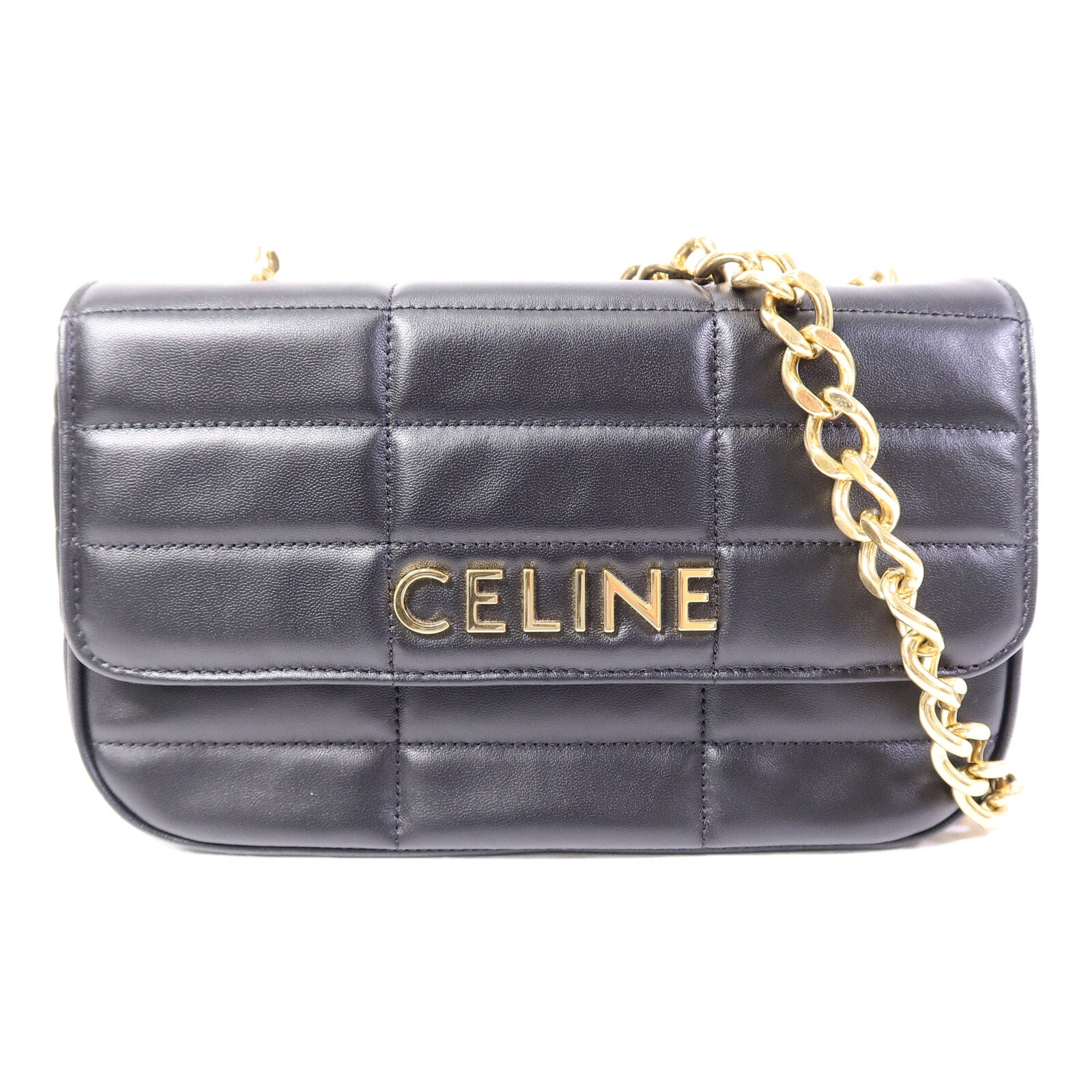 CELINE 羊皮皮革Matelasse Bag鏈帶肩背袋