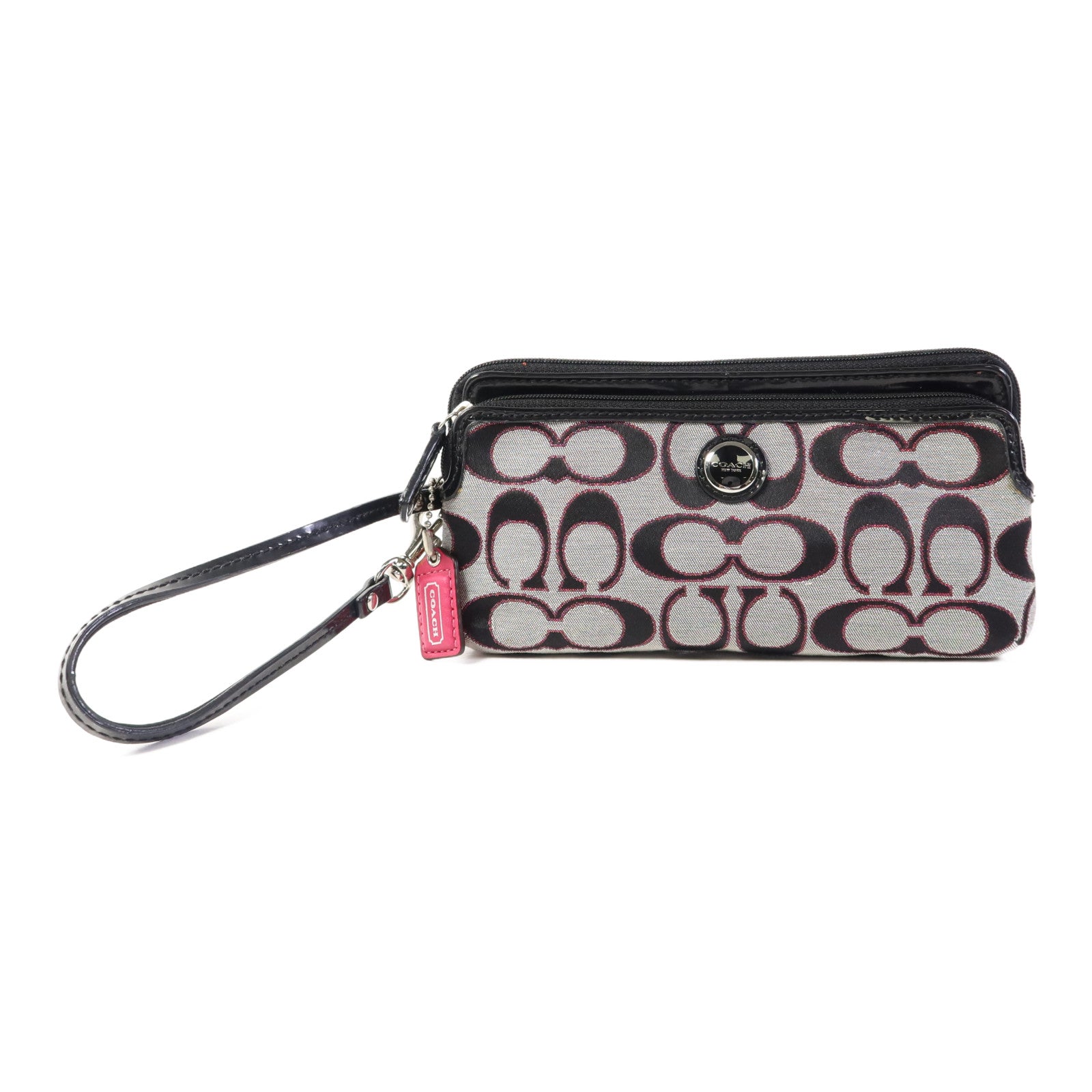COACH 【激減優惠】帆布Pouch wallet銀扣長錢包