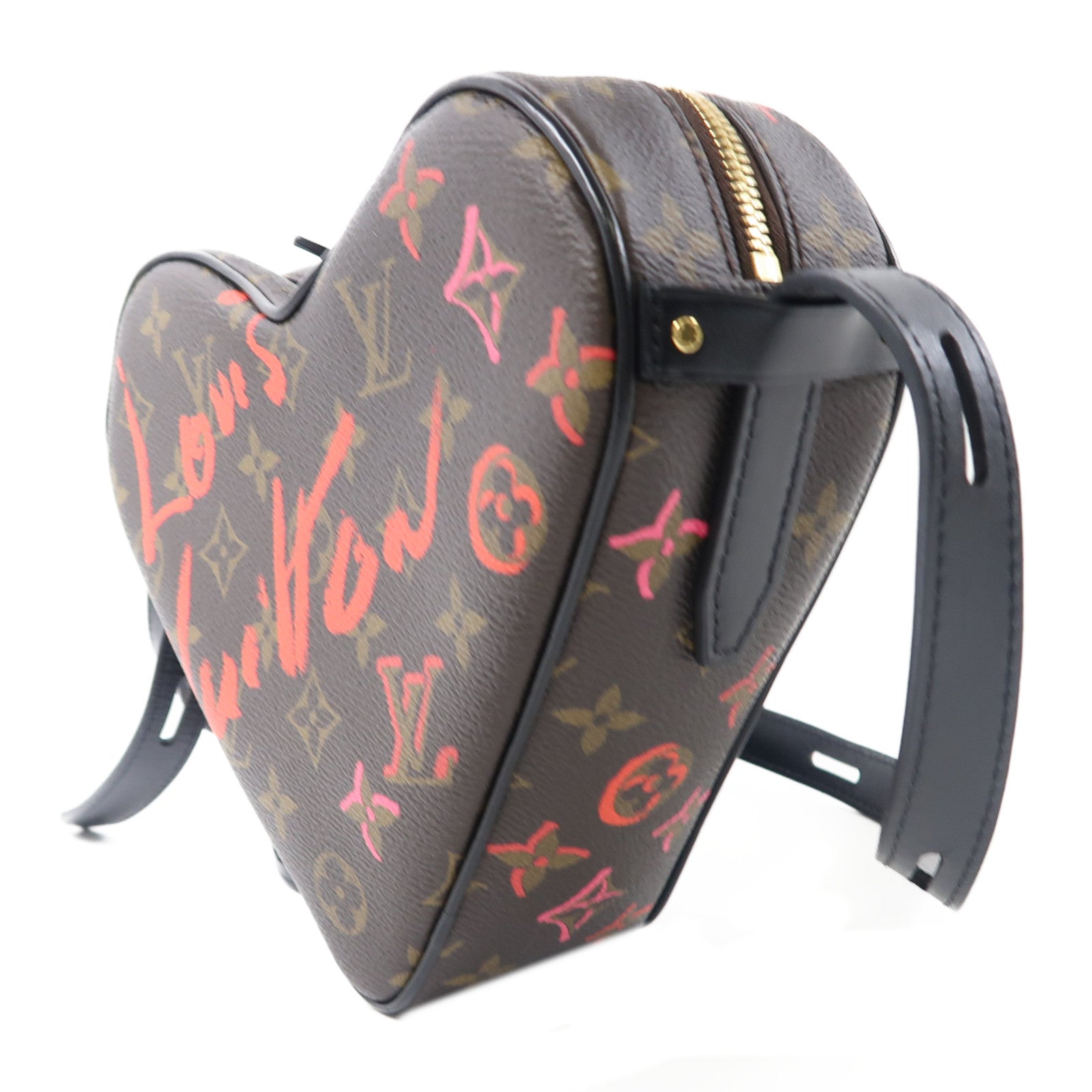 LOUIS VUITTON Monogram Sac Coeur Fall In Love金扣肩背袋棕色