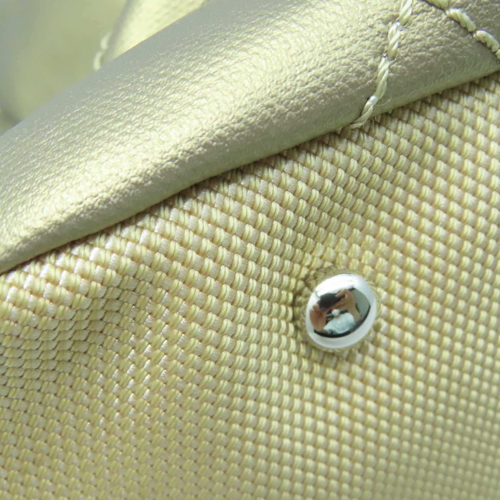 CHANEL Rhombus Canvas Handbag Silver Buckle Hand Bag Brown