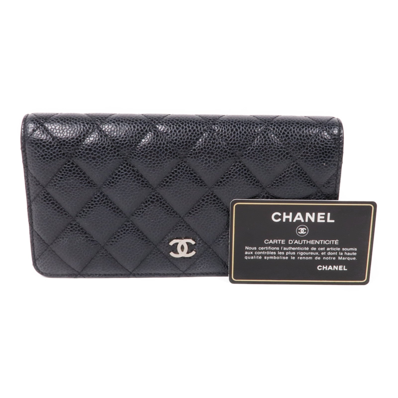 CHANEL 牛皮皮革Long Wallet銀扣長錢包