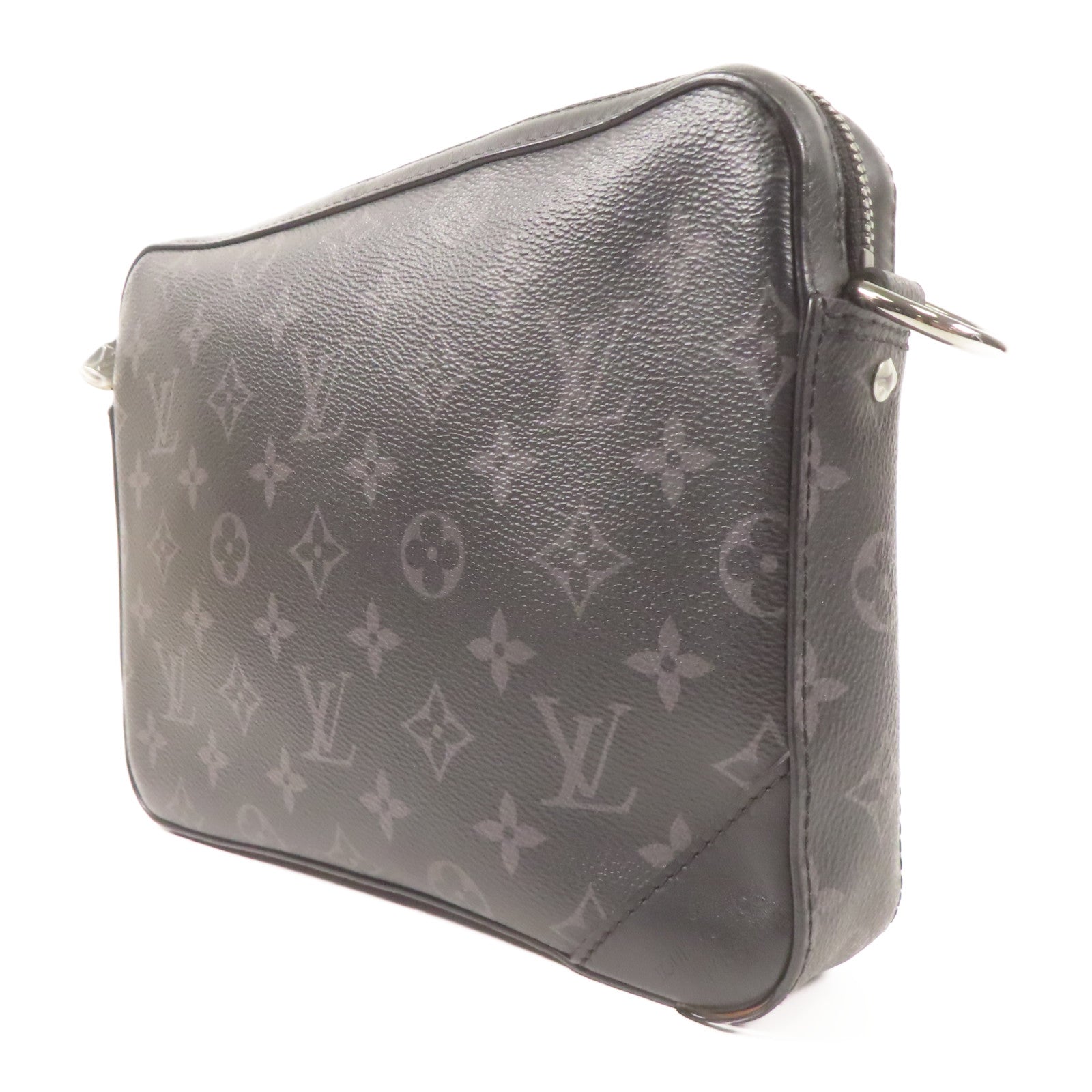 LOUIS VUITTON Monogram Eclipse Reverse Trio Messenger銀扣肩背袋
