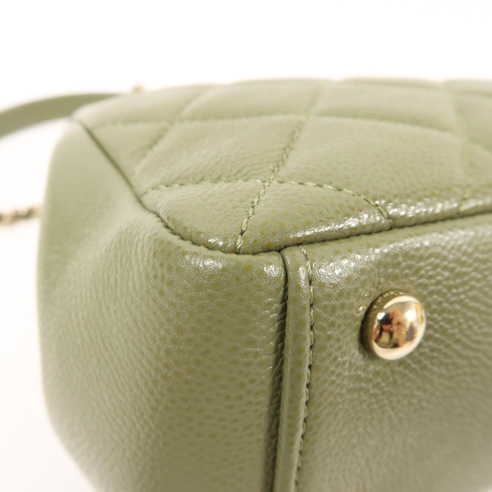CHANEL CC GHW Business Affinity Bag 2 Way Bag Calfskin Leather Khaki