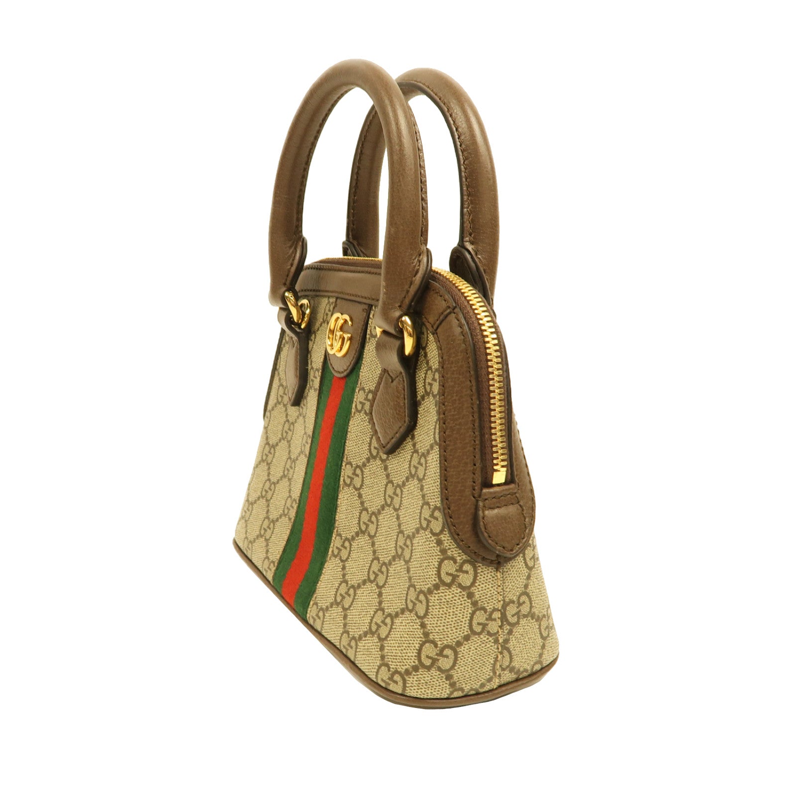 GUCCI 【激減優惠】塗層帆布Ophidia GG金扣手挽肩背兩用袋啡色