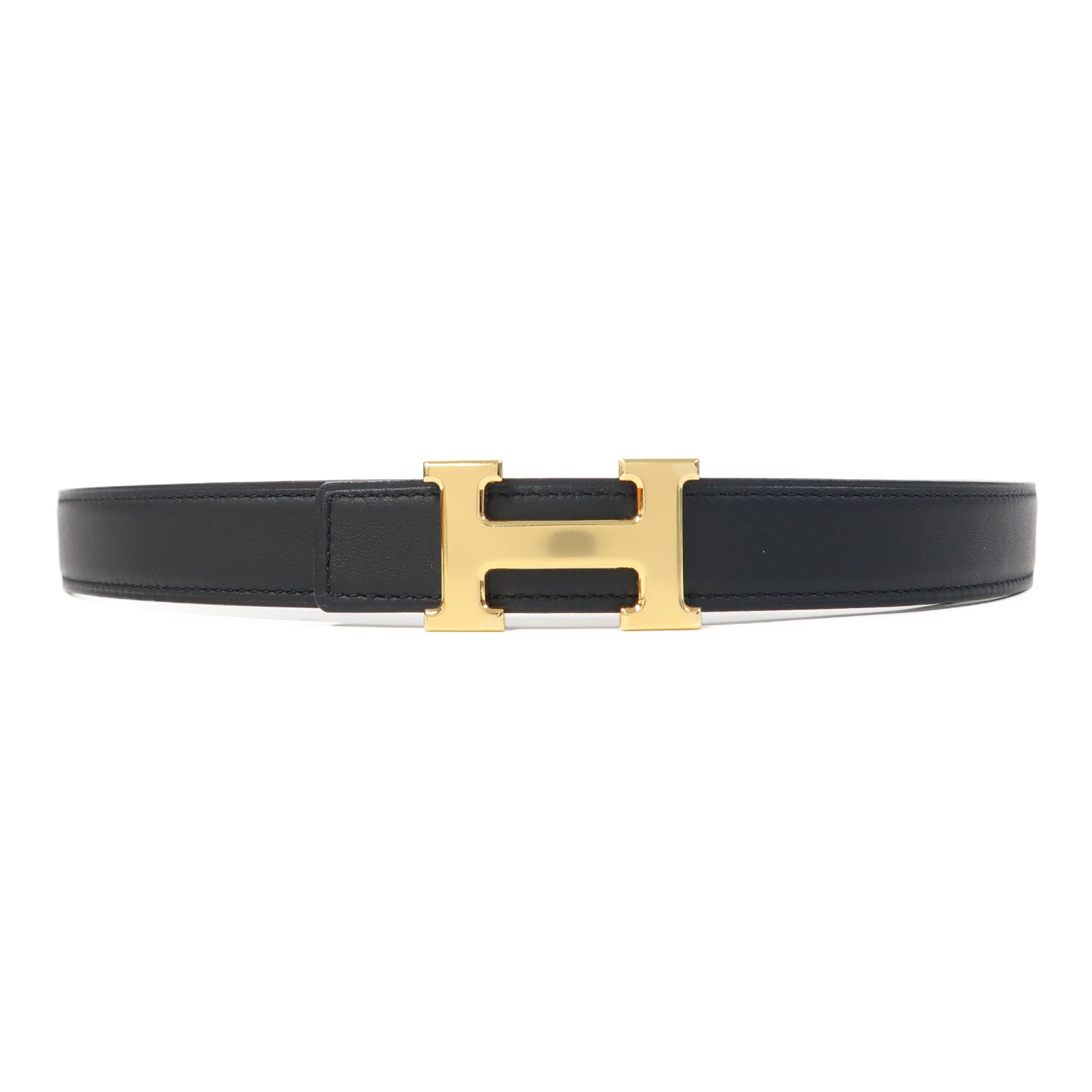 HERMES Swift皮革Reversible Leather Belt 80cm皮帶黑色/大象灰色