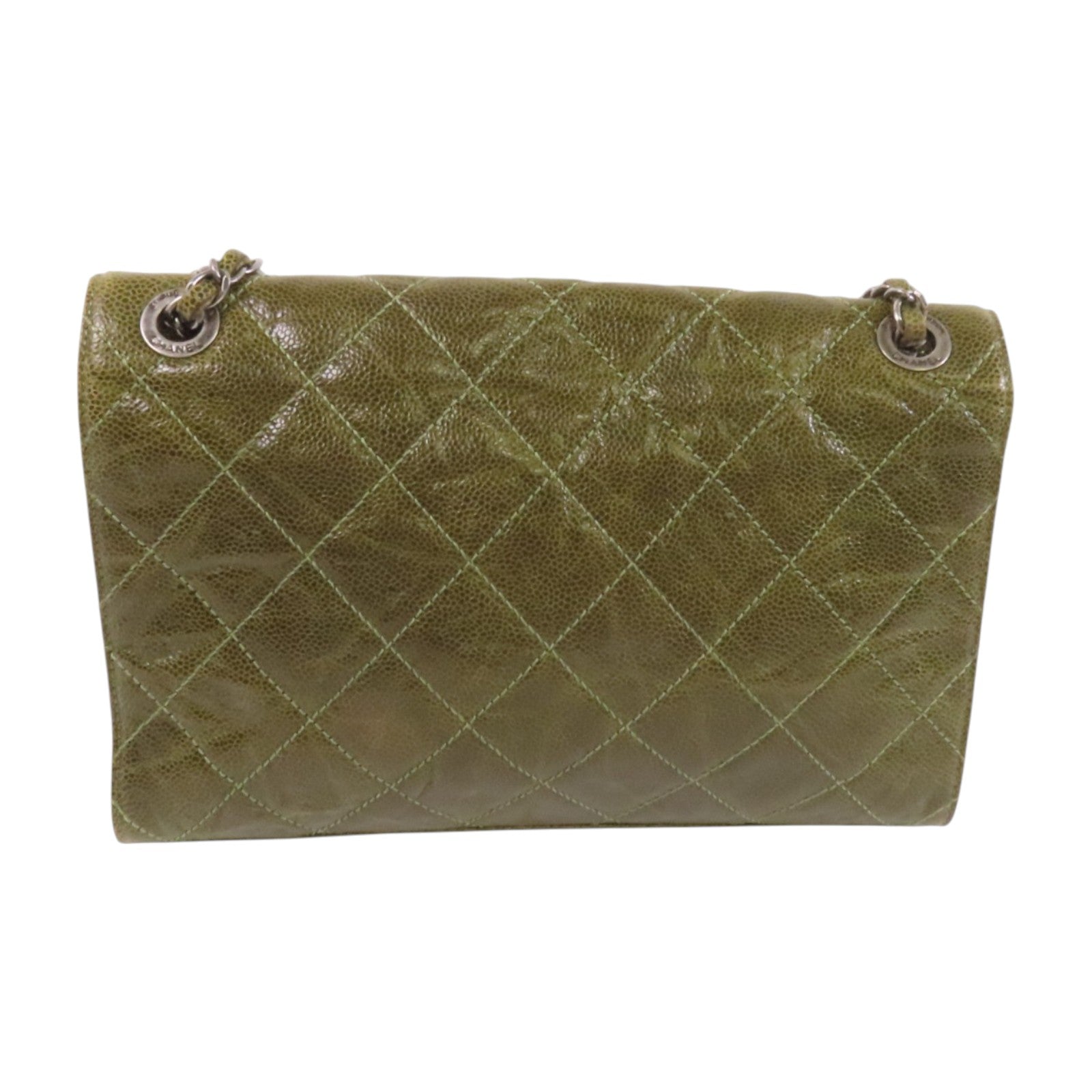 CHANEL 牛皮皮革Shoulder Bag銀扣鏈帶肩背袋
