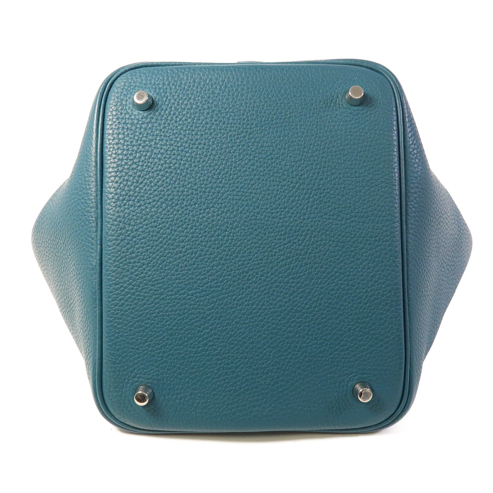 HERMES 皮革Picotin MM銀扣手挽袋Vert Bosphore