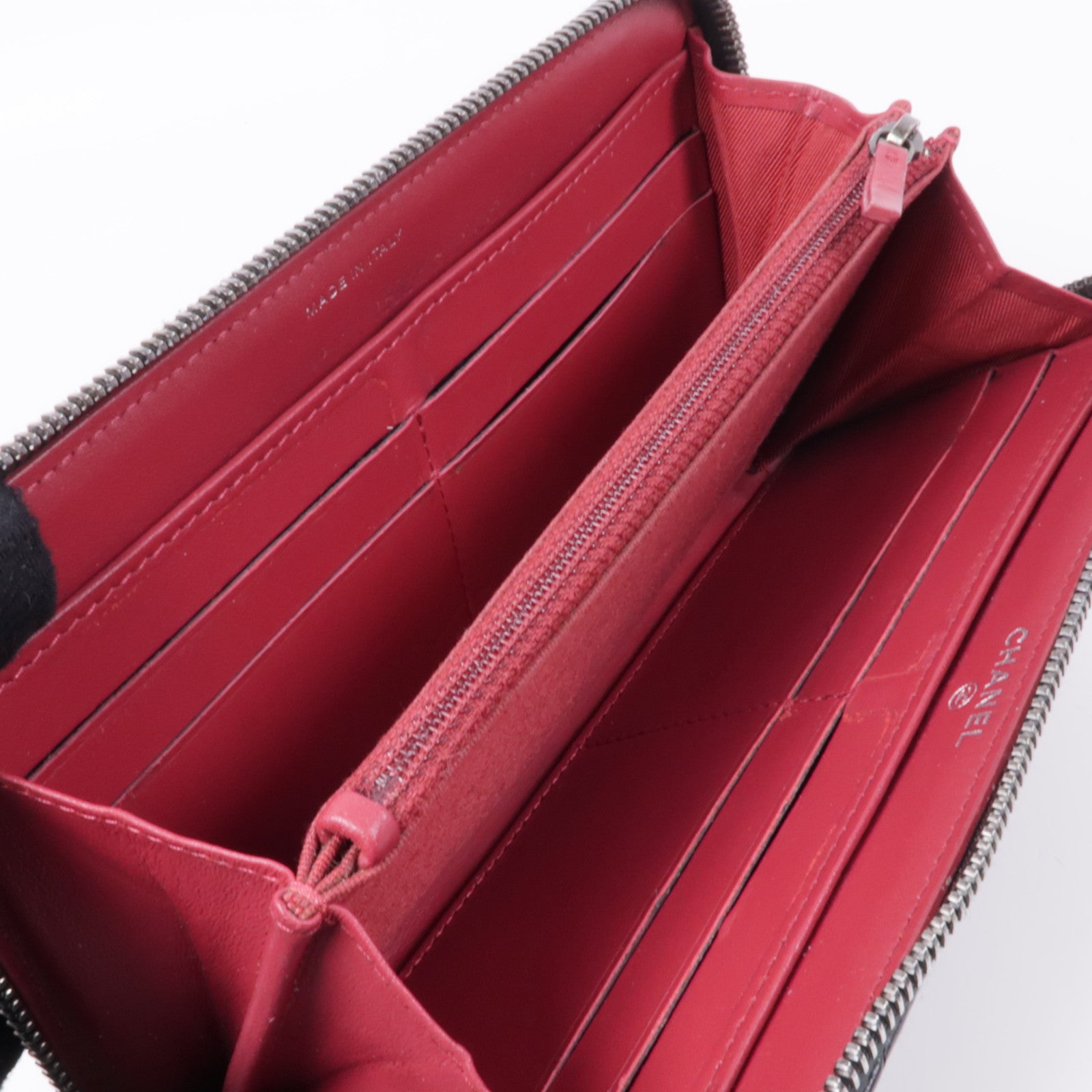 CHANEL 【激減優惠】牛皮皮革Zippy Long Wallet銀扣長錢包