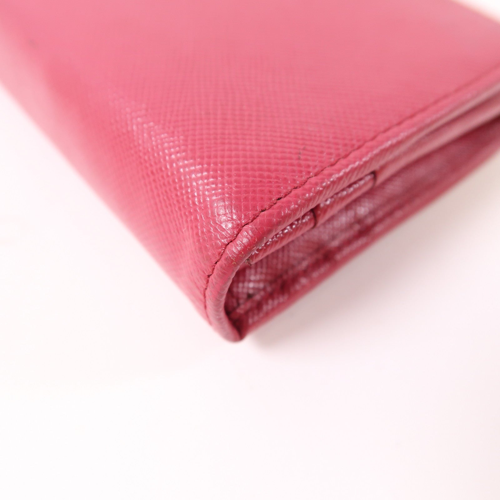 PRADA GHW Long Wallet Calfskin Leather Red