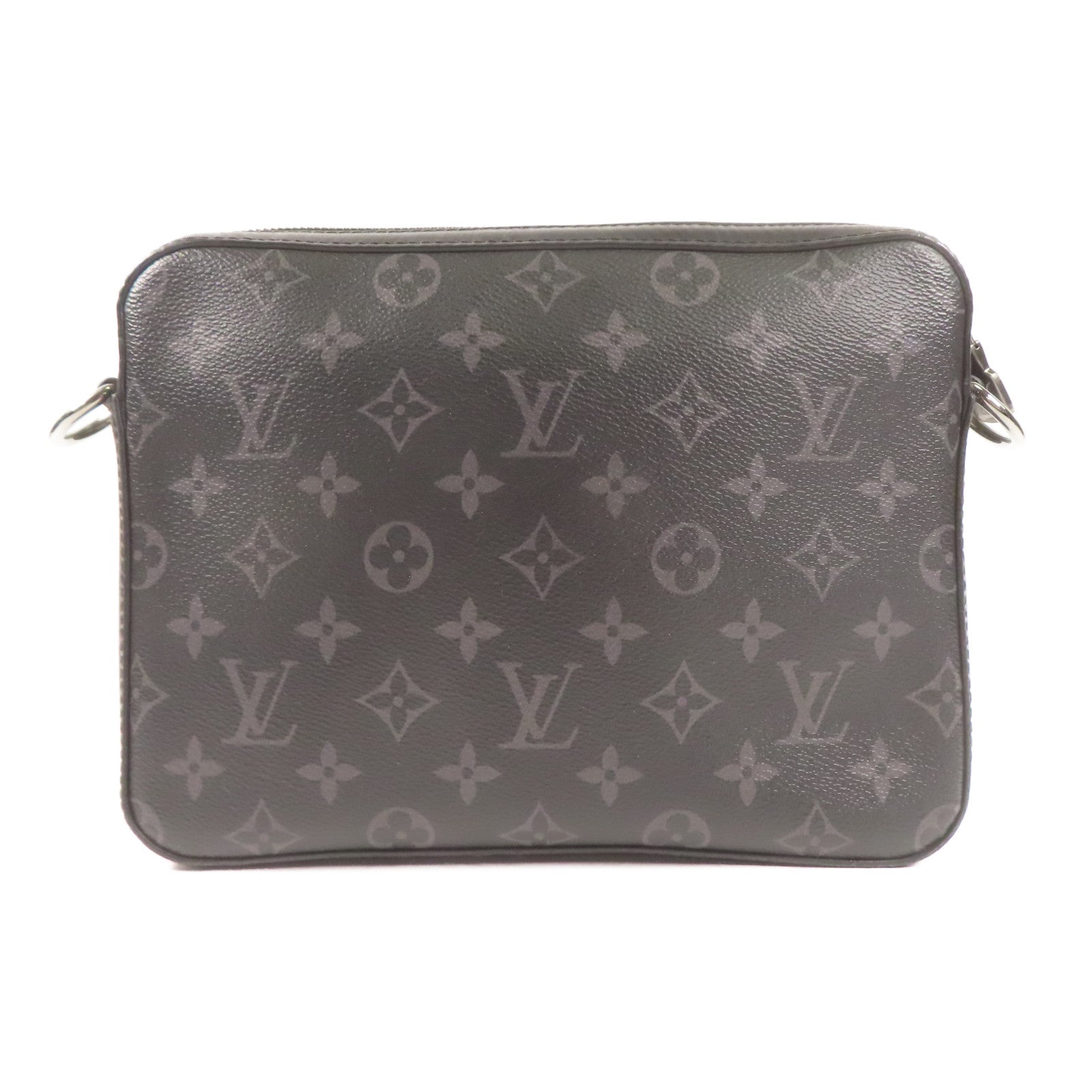 LOUIS VUITTON Monogram Eclipse Reverse Trio Messenger銀扣肩背袋