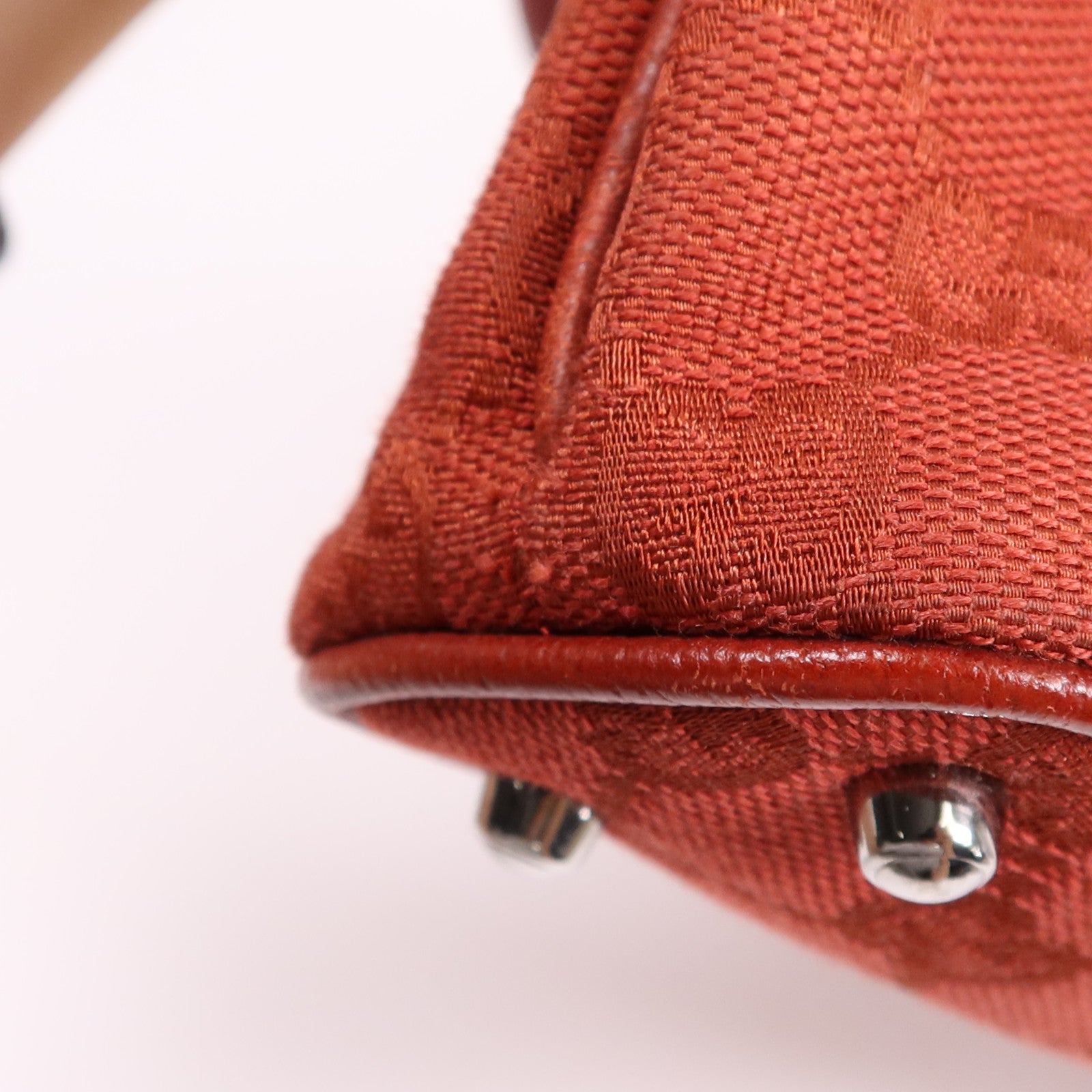GUCCI 帆布/皮革Tote Bag銀扣肩背袋