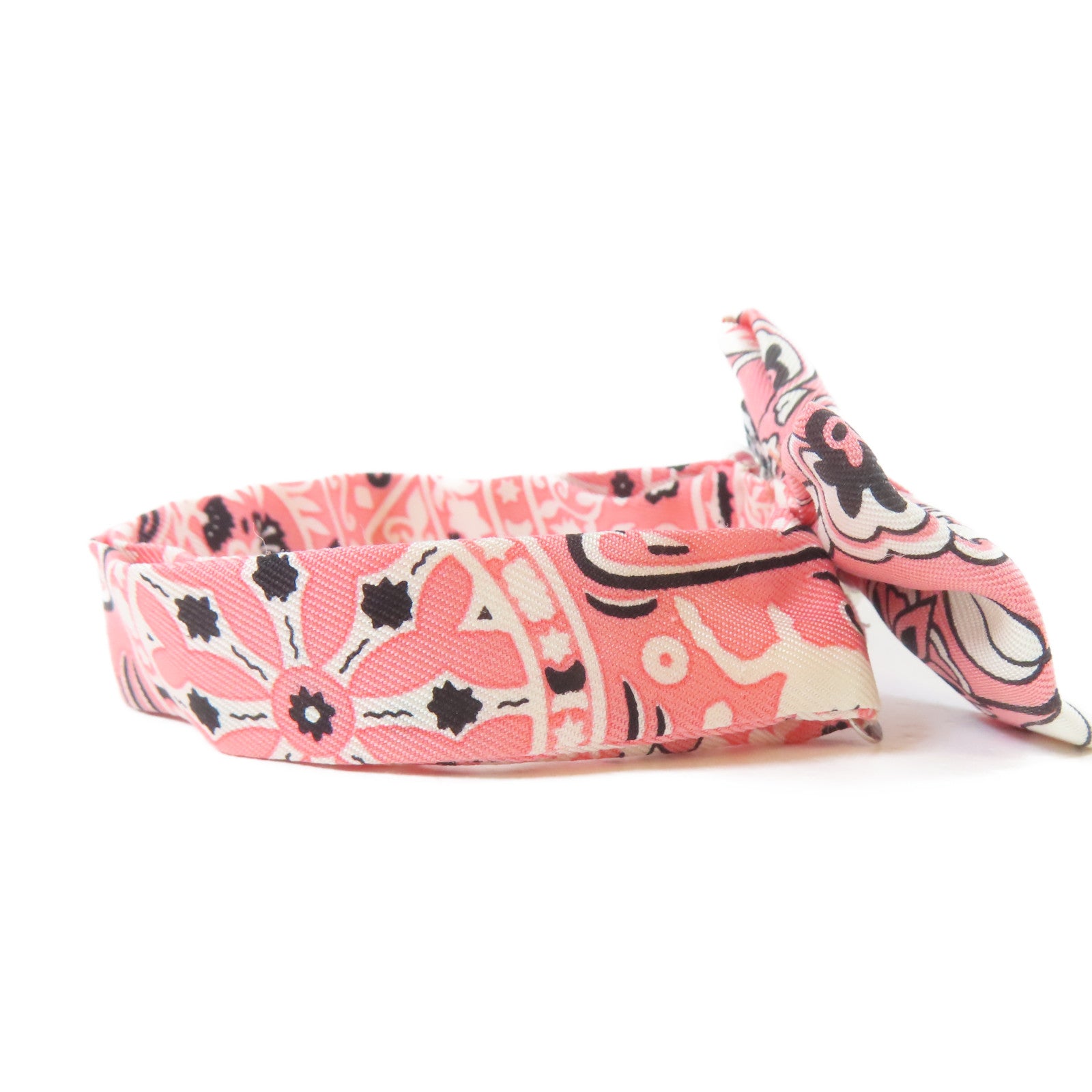 HERMES 絲質Mini Ribbon Bow領帶粉紅色