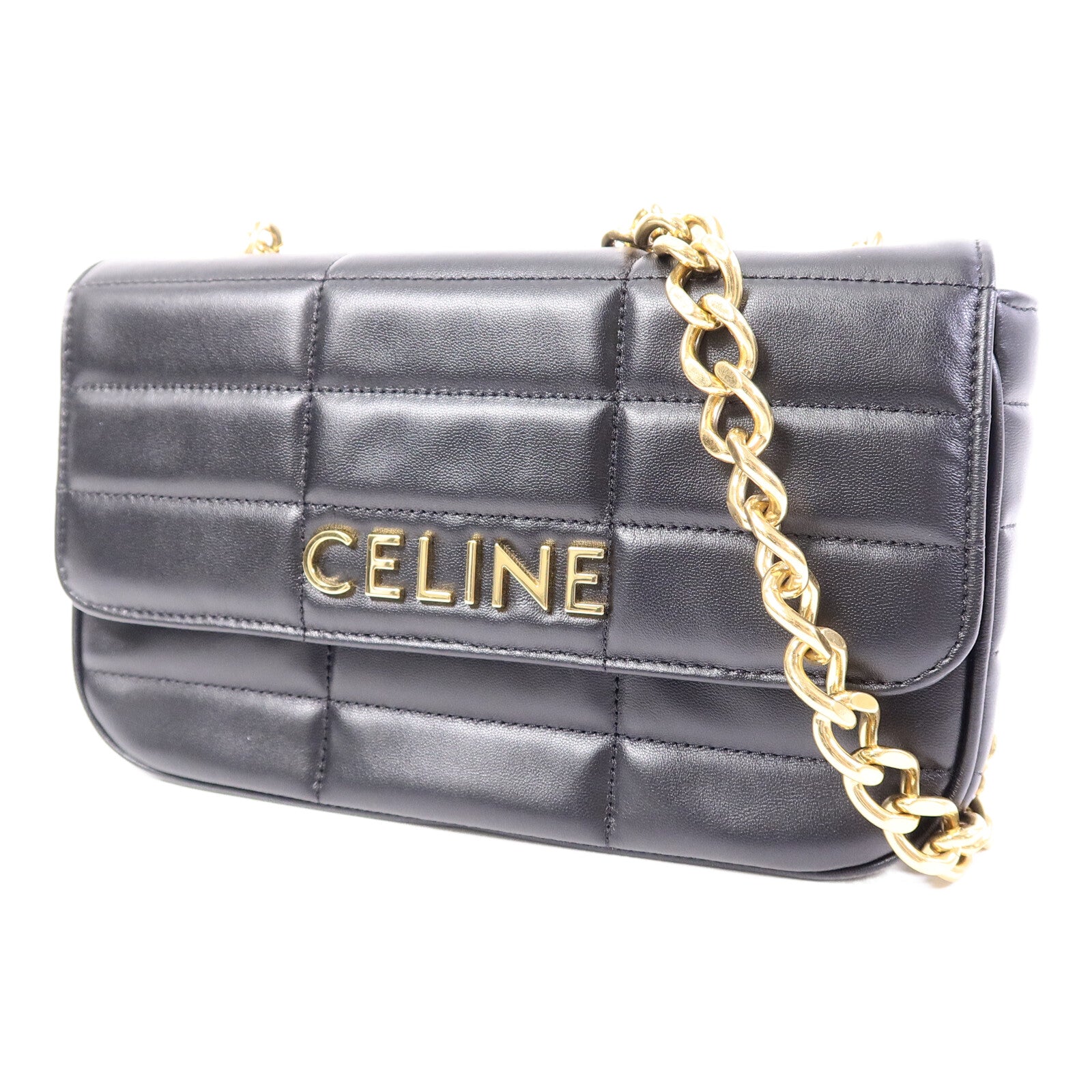 CELINE 羊皮皮革Matelasse Bag鏈帶肩背袋