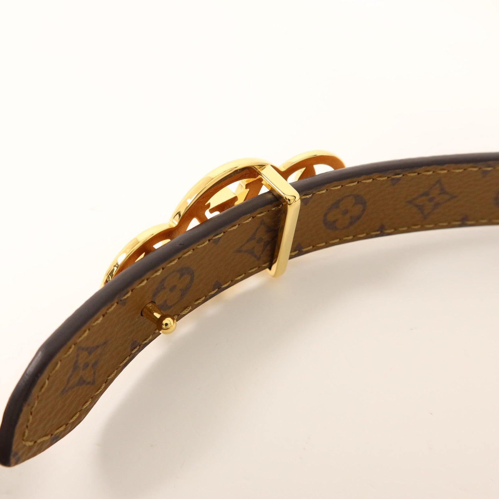 LOUIS VUITTON Monogram Reverse Trio Belt金扣皮帶