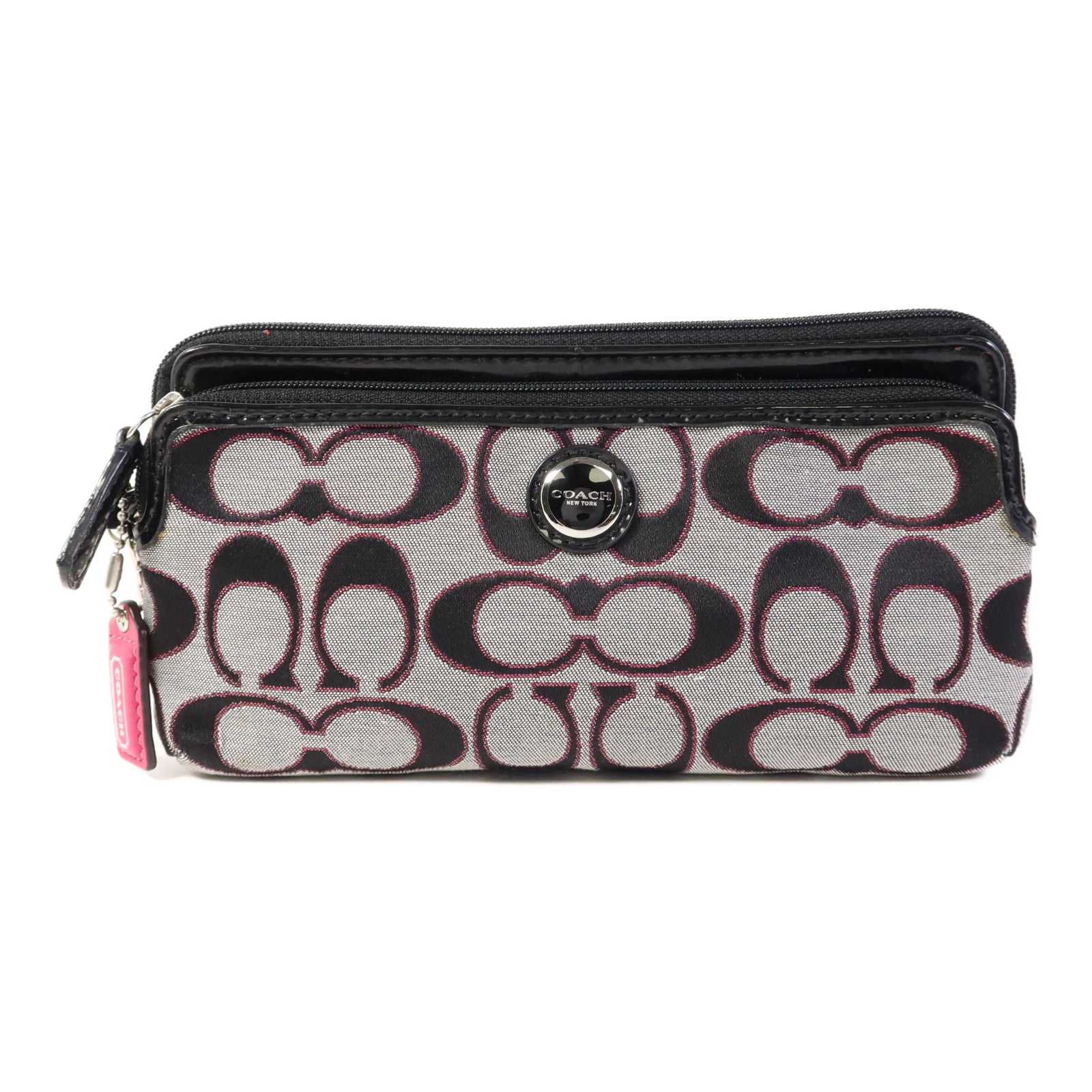 COACH 【激減優惠】帆布Pouch wallet銀扣長錢包