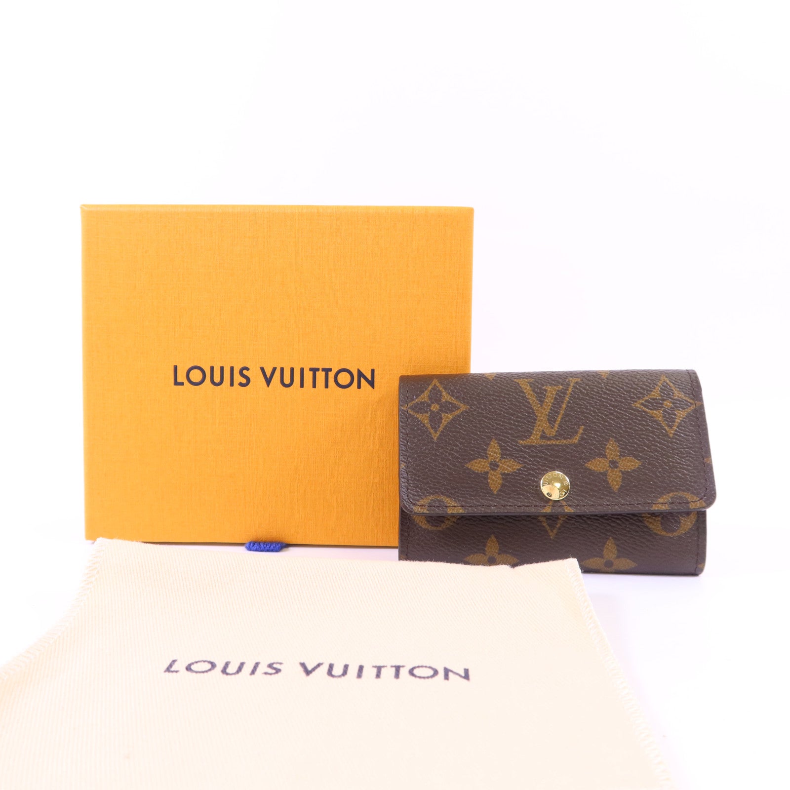 LOUIS VUITTON Monogram 6 Key Holder金扣鎖匙包棕色