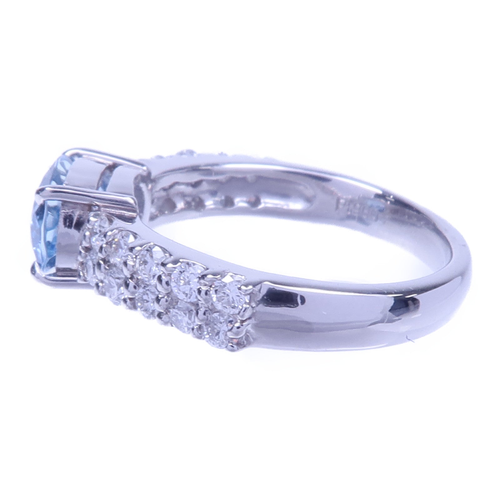 JEWELRY 【激減優惠】PT900鉑金Aquamarine Diamond Ring藍晶/鑽石戒指US#5.25