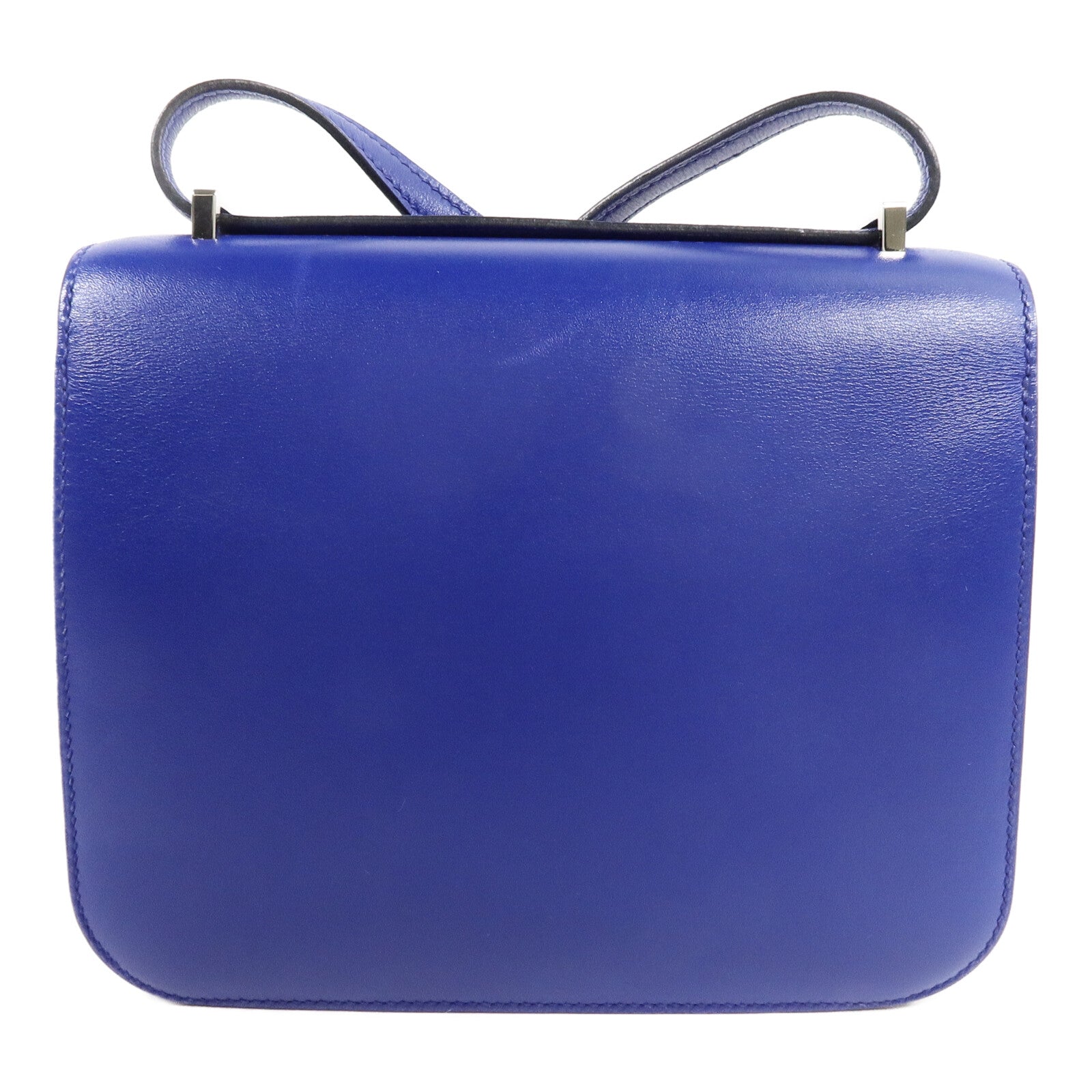 HERMES Tadelakt皮革Constance Mini肩背袋Bleu Electrique