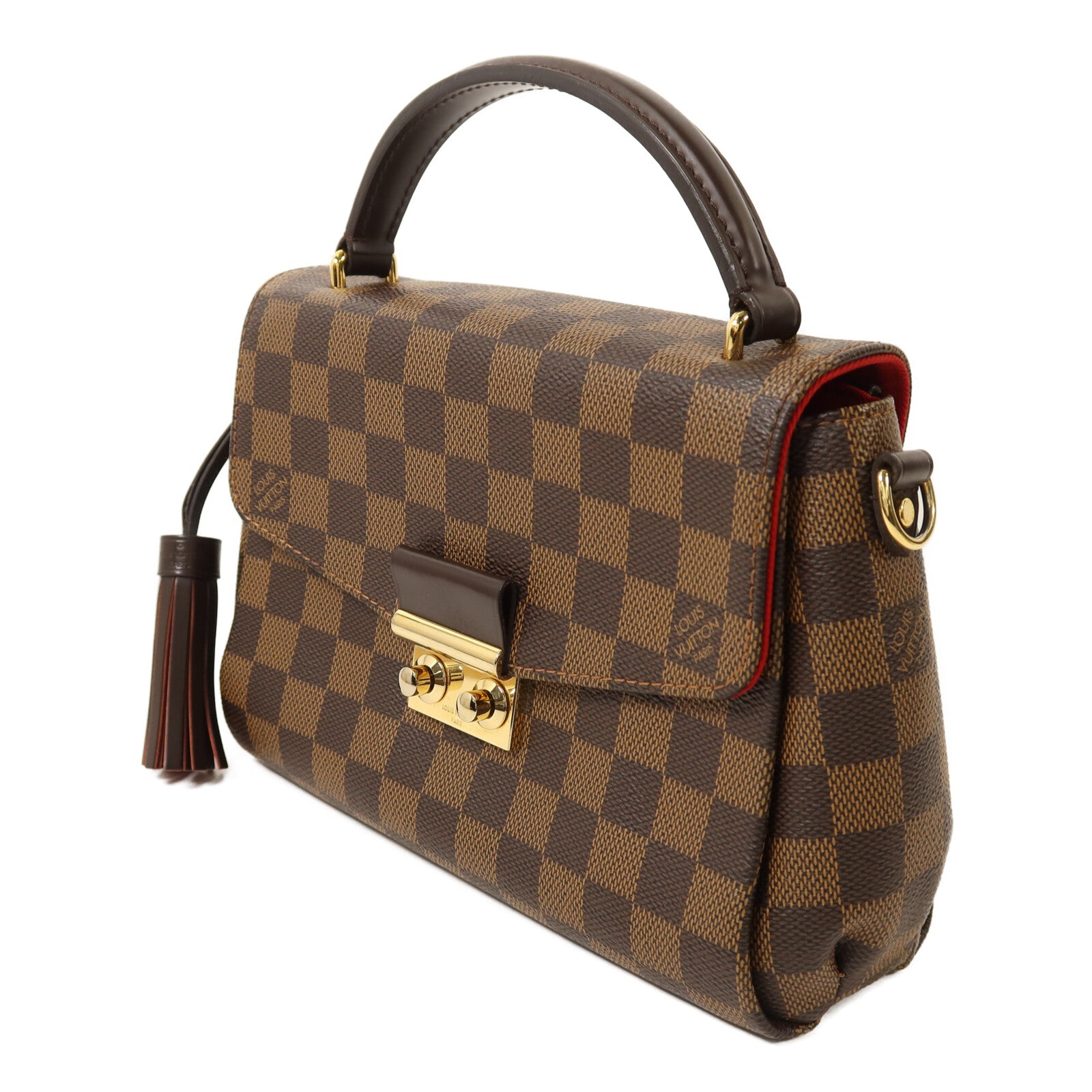 LOUIS VUITTON Damier Croisette金扣手挽肩背兩用袋