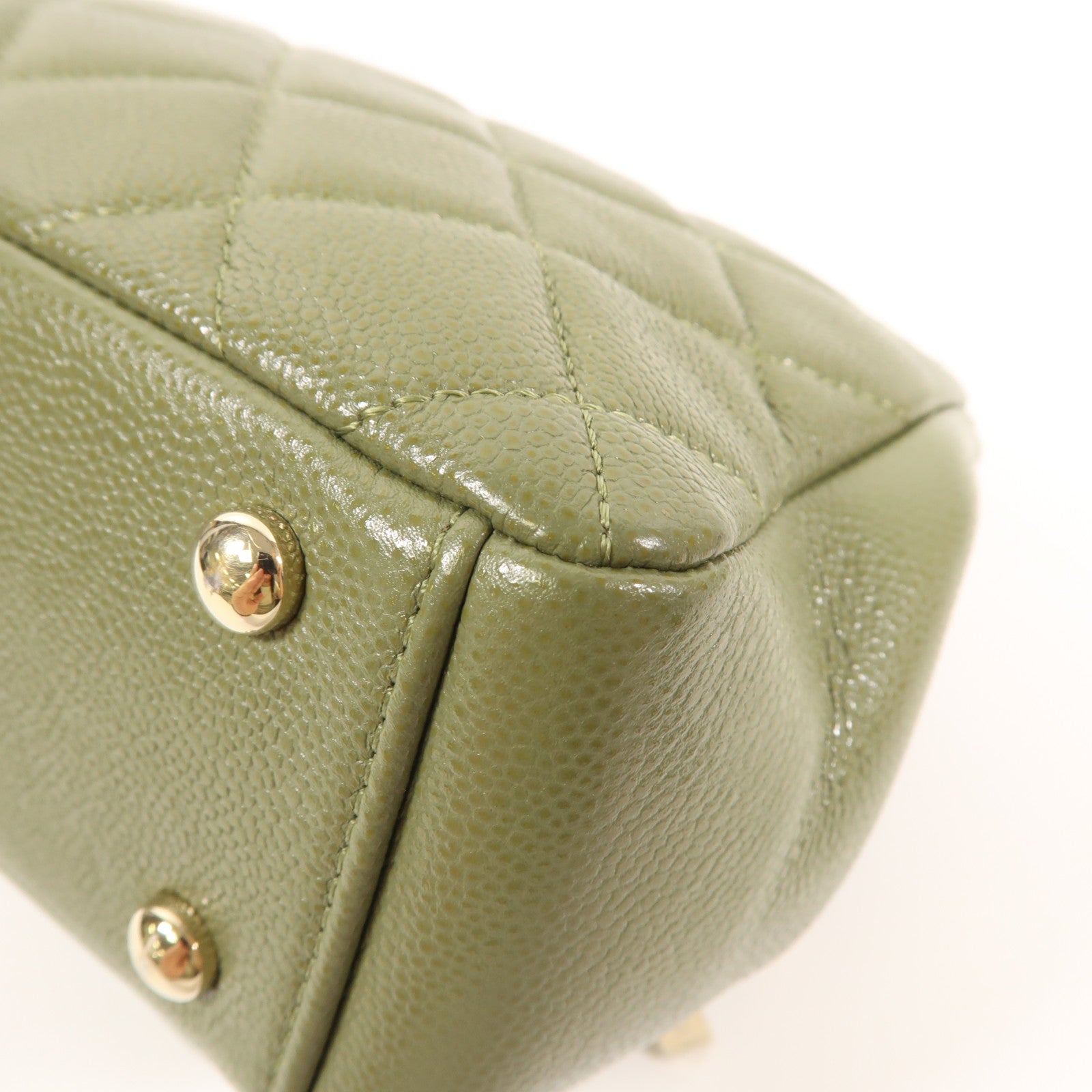 CHANEL CC GHW Business Affinity Bag 2 Way Bag Calfskin Leather Khaki