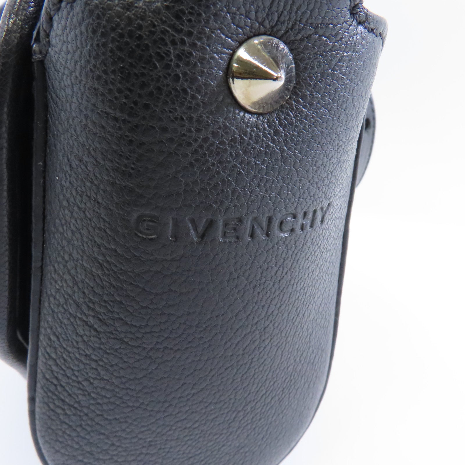 GIVENCHY 【激減優惠】山羊皮皮革Obsedia Crossbody Bag銀扣肩背袋黑色