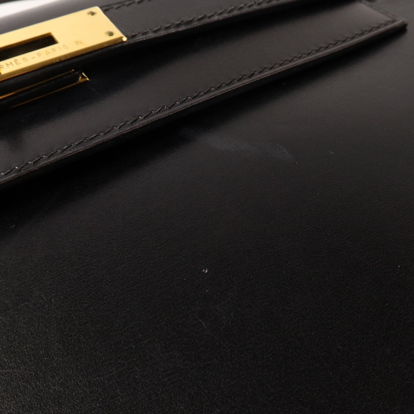 HERMES Box Calf皮革Kelly 28手挽肩背兩用袋Noir