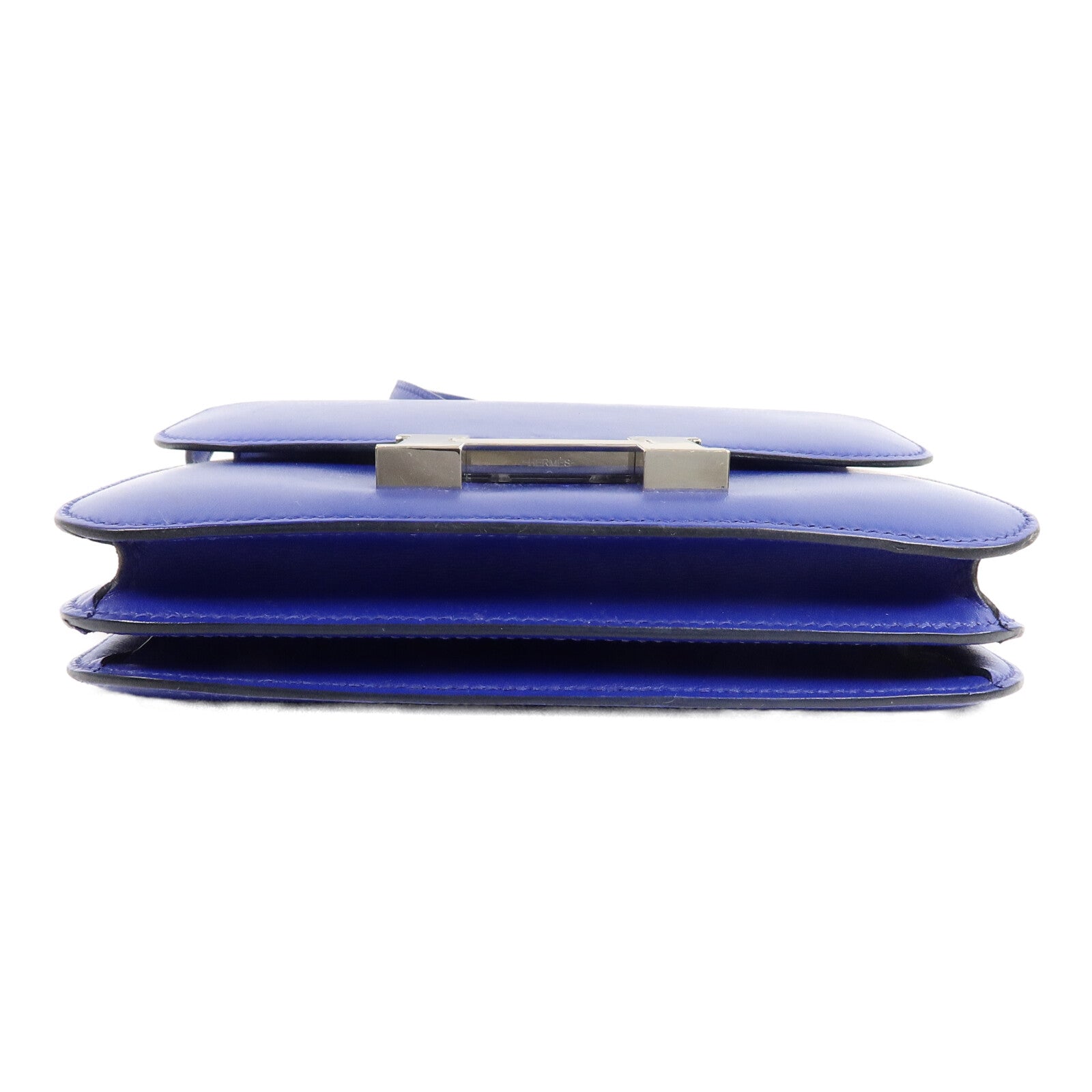 HERMES Tadelakt皮革Constance Mini肩背袋Bleu Electrique